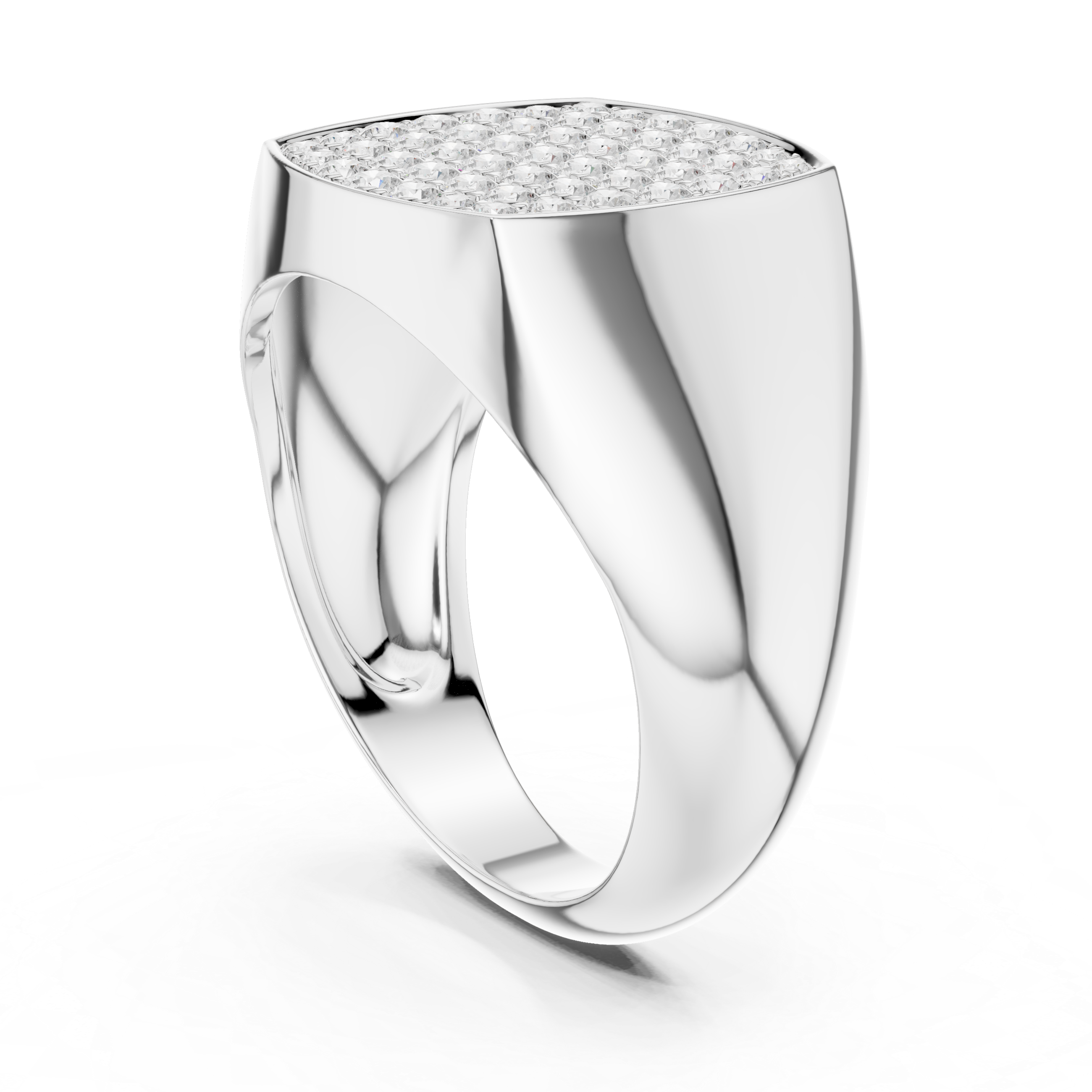 Men’s Pavé Diamond Signet Ring in Gold