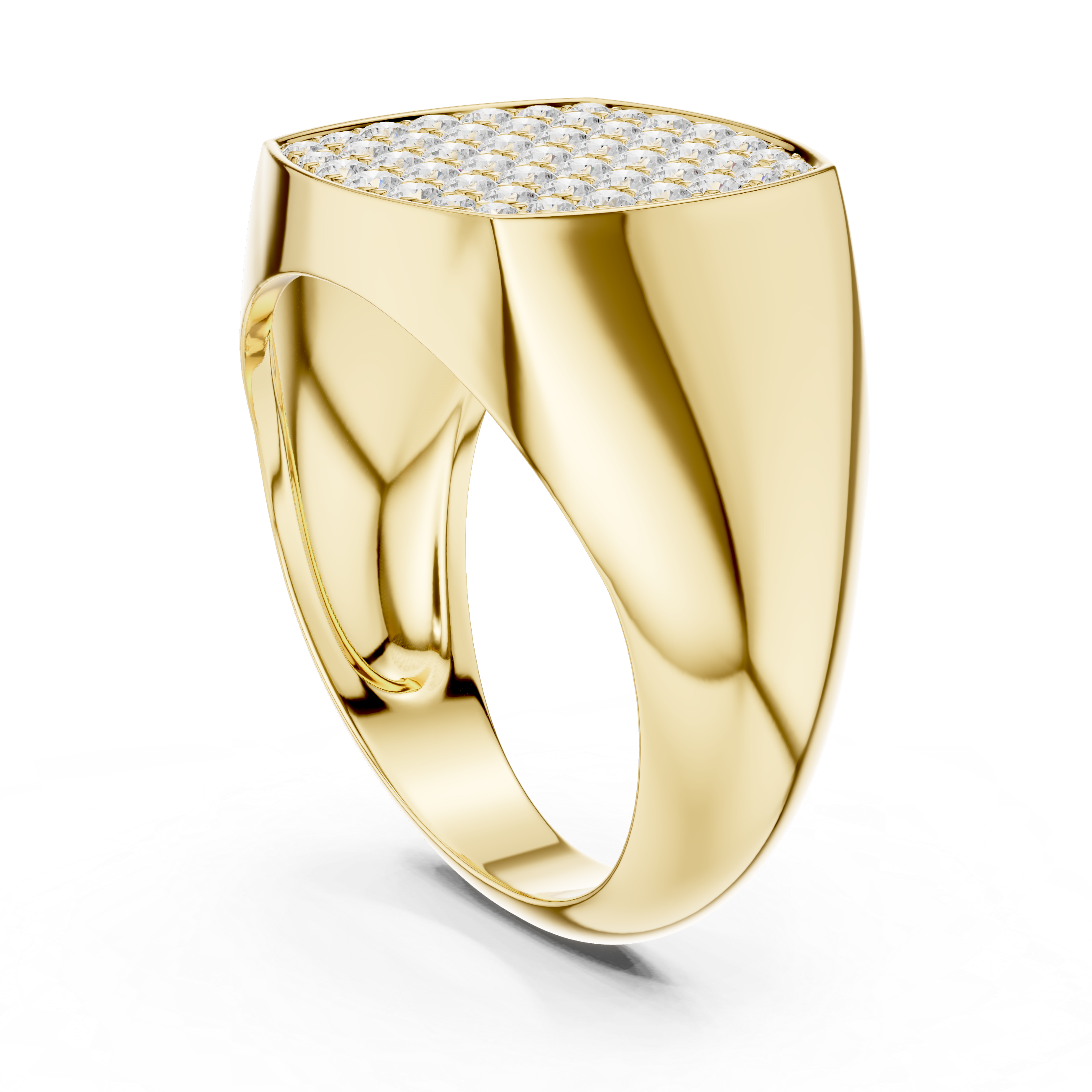 Men’s Pavé Diamond Signet Ring in Gold