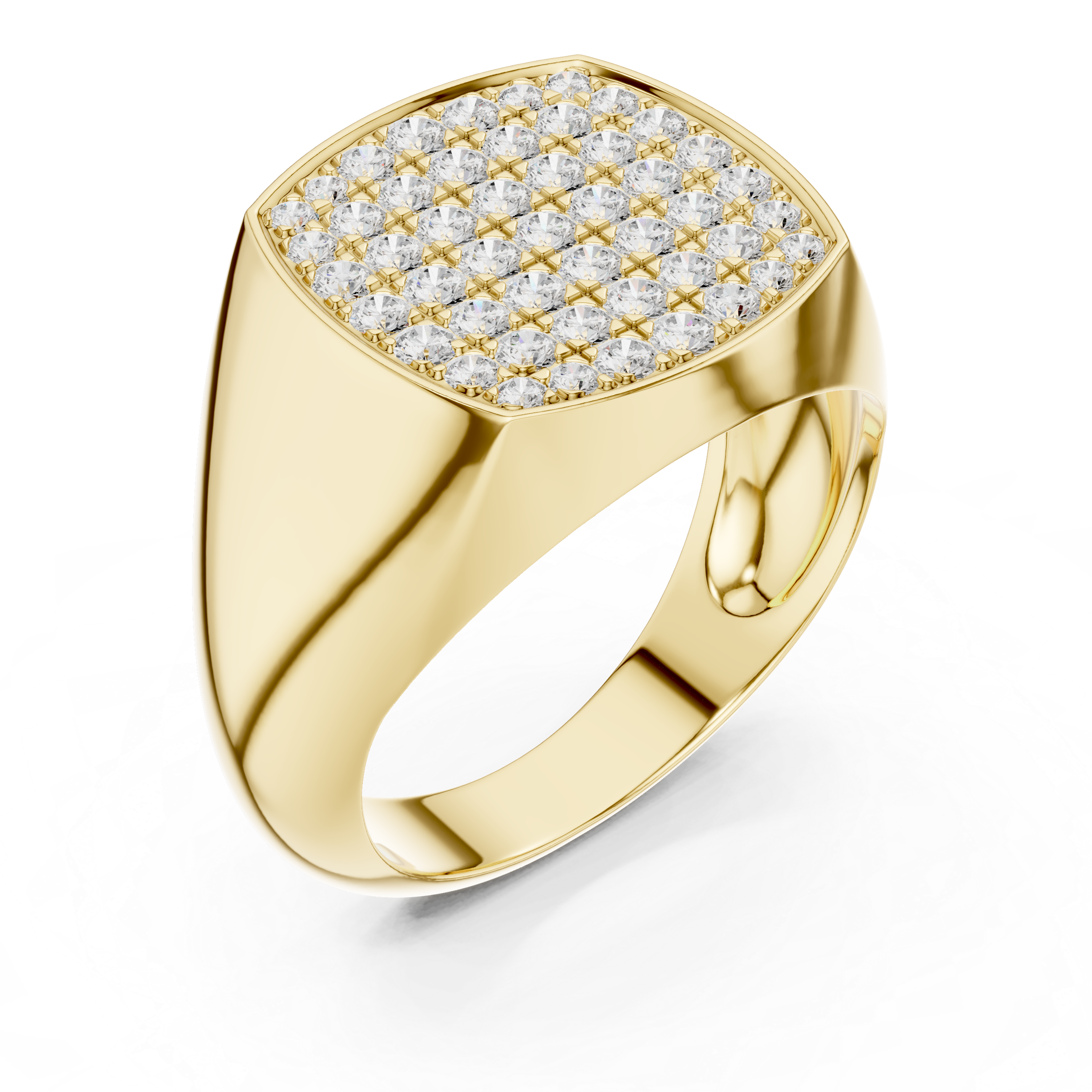 Men’s Pavé Diamond Signet Ring in Gold