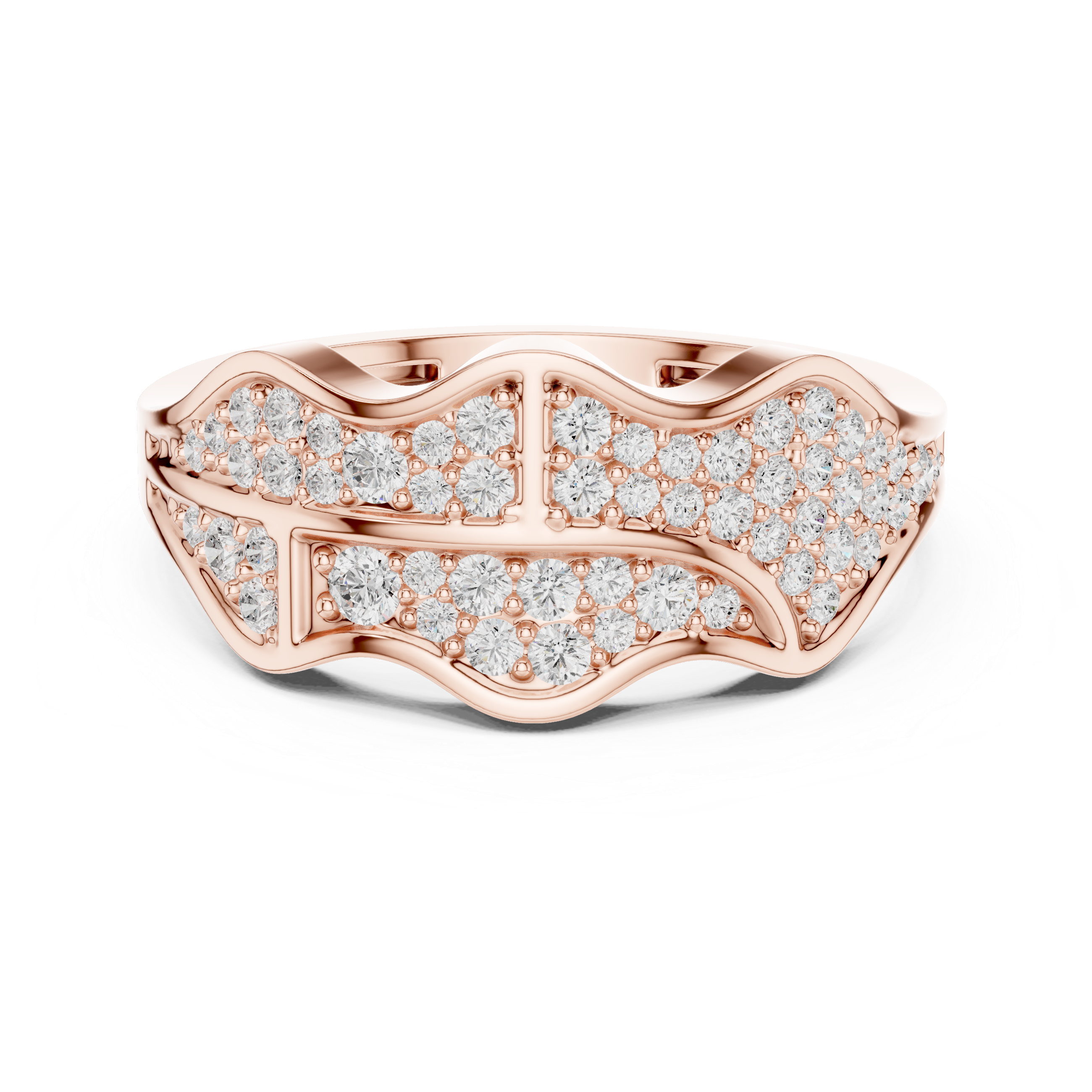 Abstract Pavé Diamond Wave Men’s Ring
