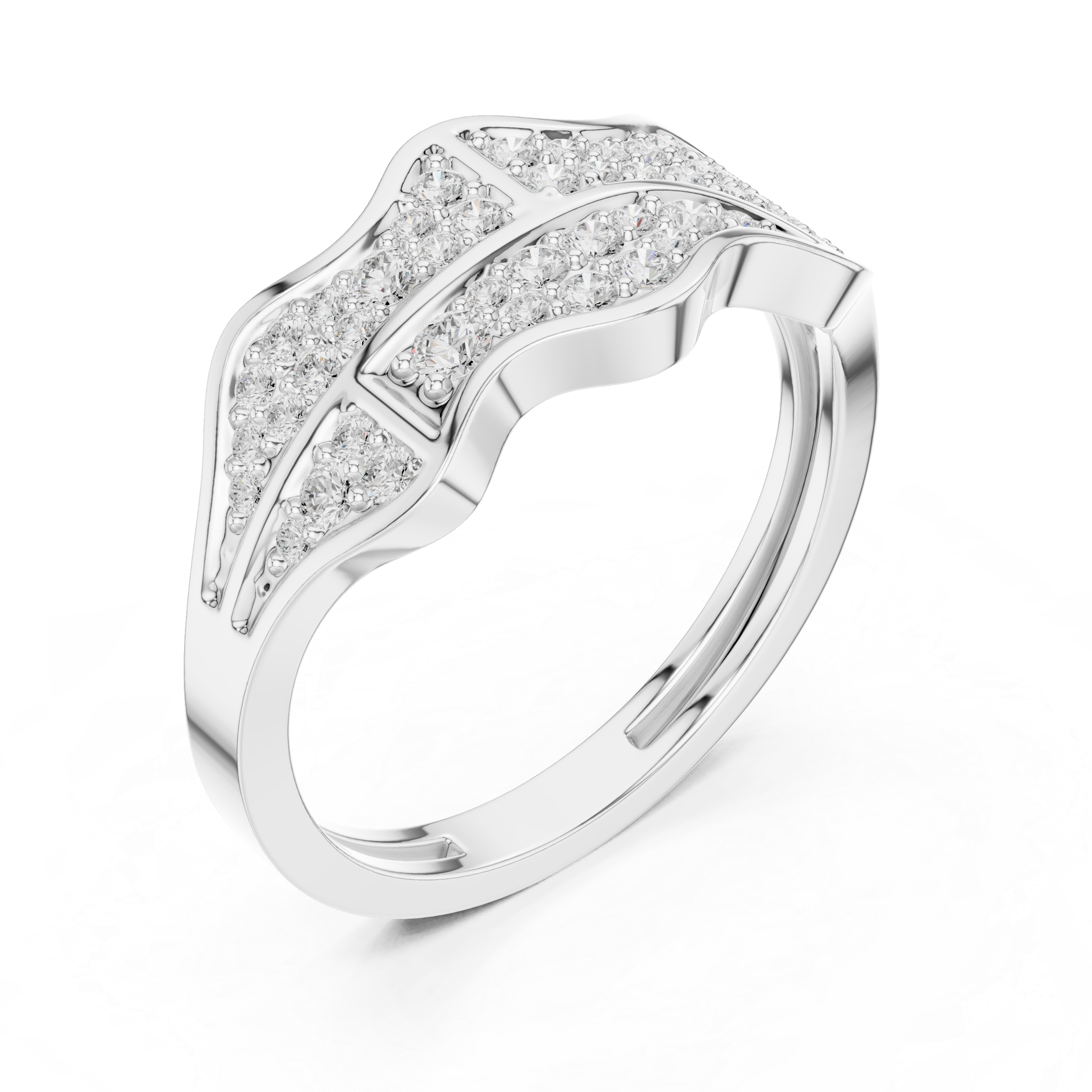 Abstract Pavé Diamond Wave Men’s Ring