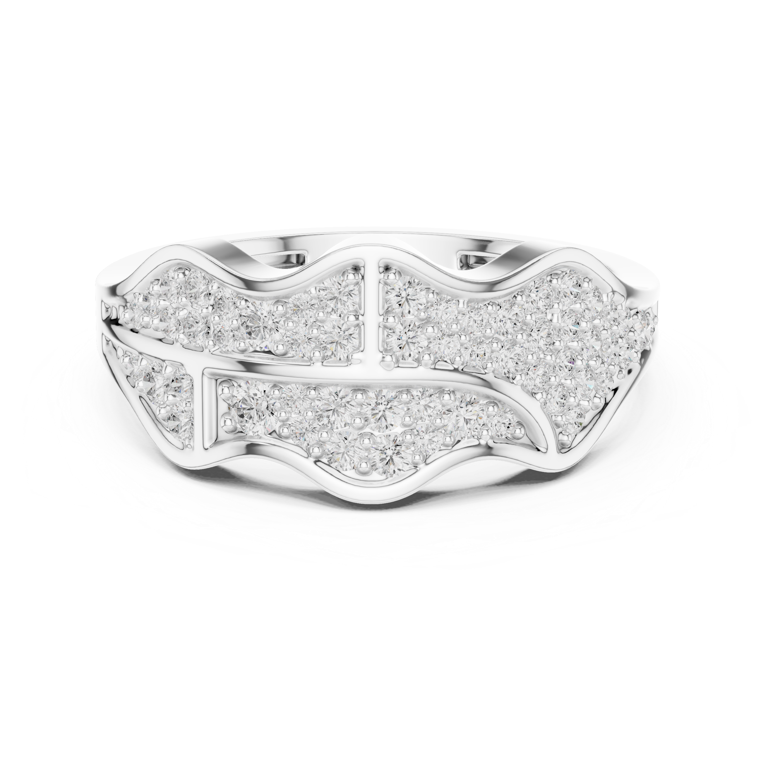 Abstract Pavé Diamond Wave Men’s Ring