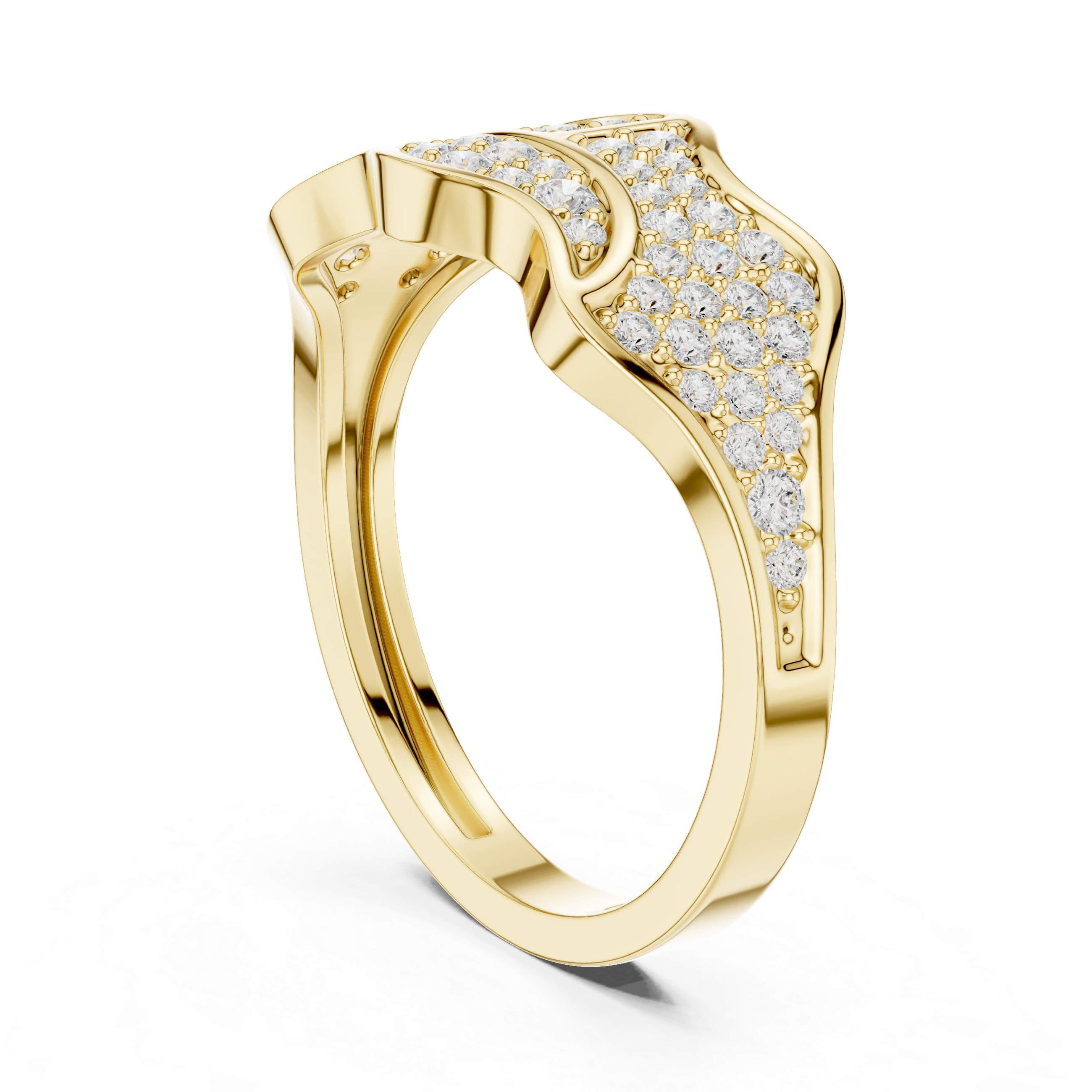 Abstract Pavé Diamond Wave Men’s Ring