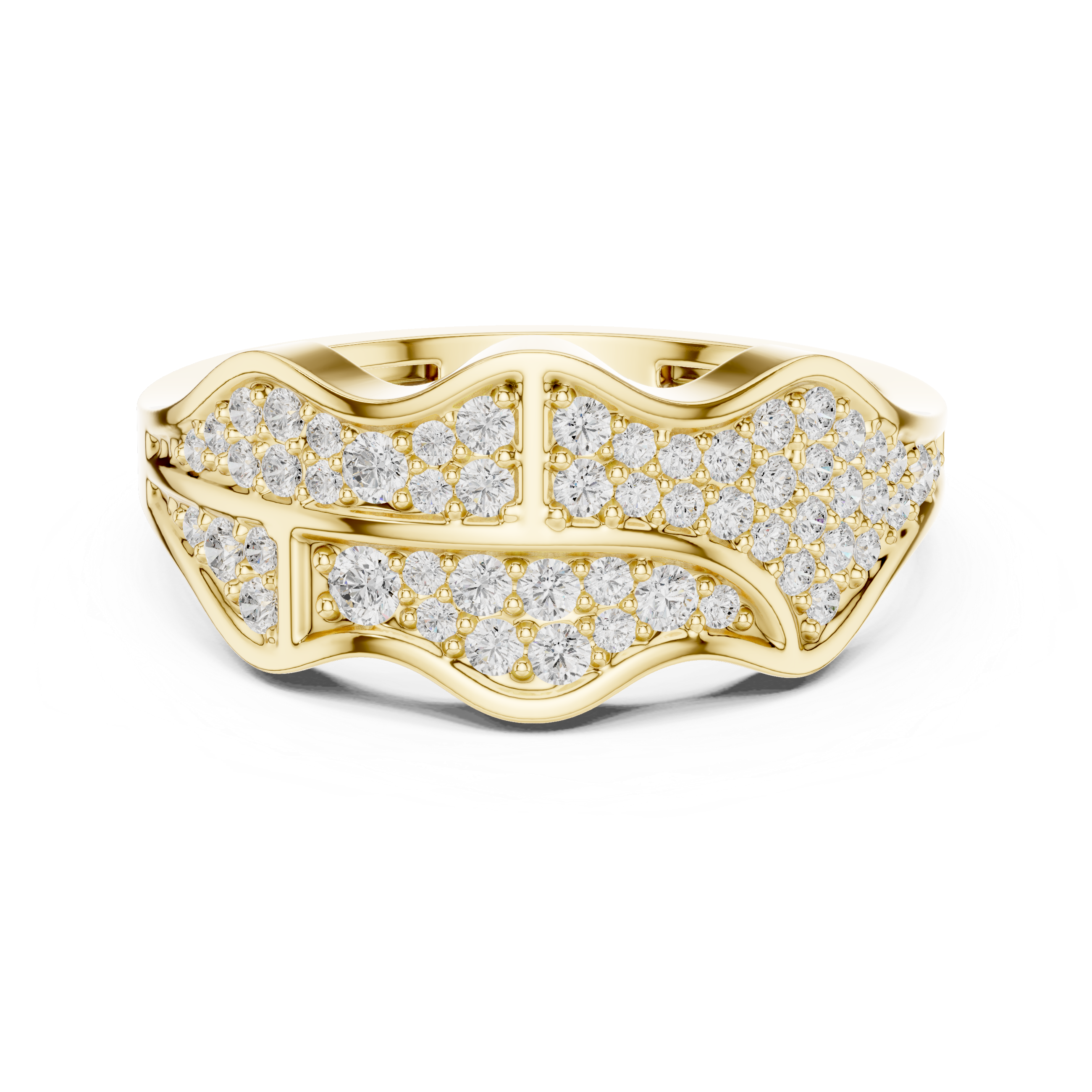 Abstract Pavé Diamond Wave Men’s Ring