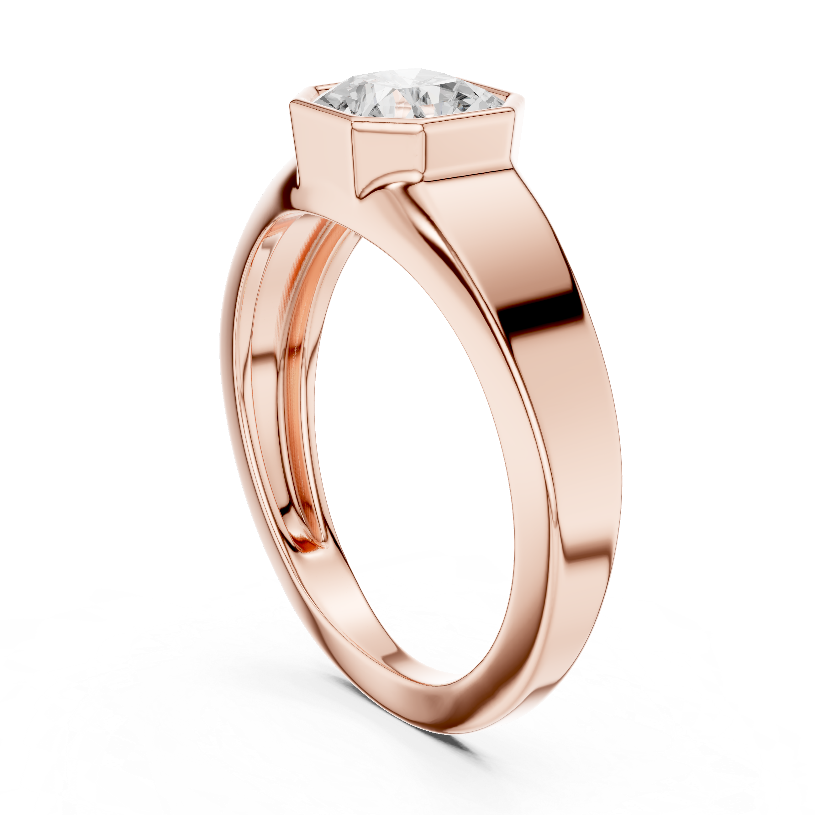 Minimal Men's Ring with Radiant Cut Center Stone