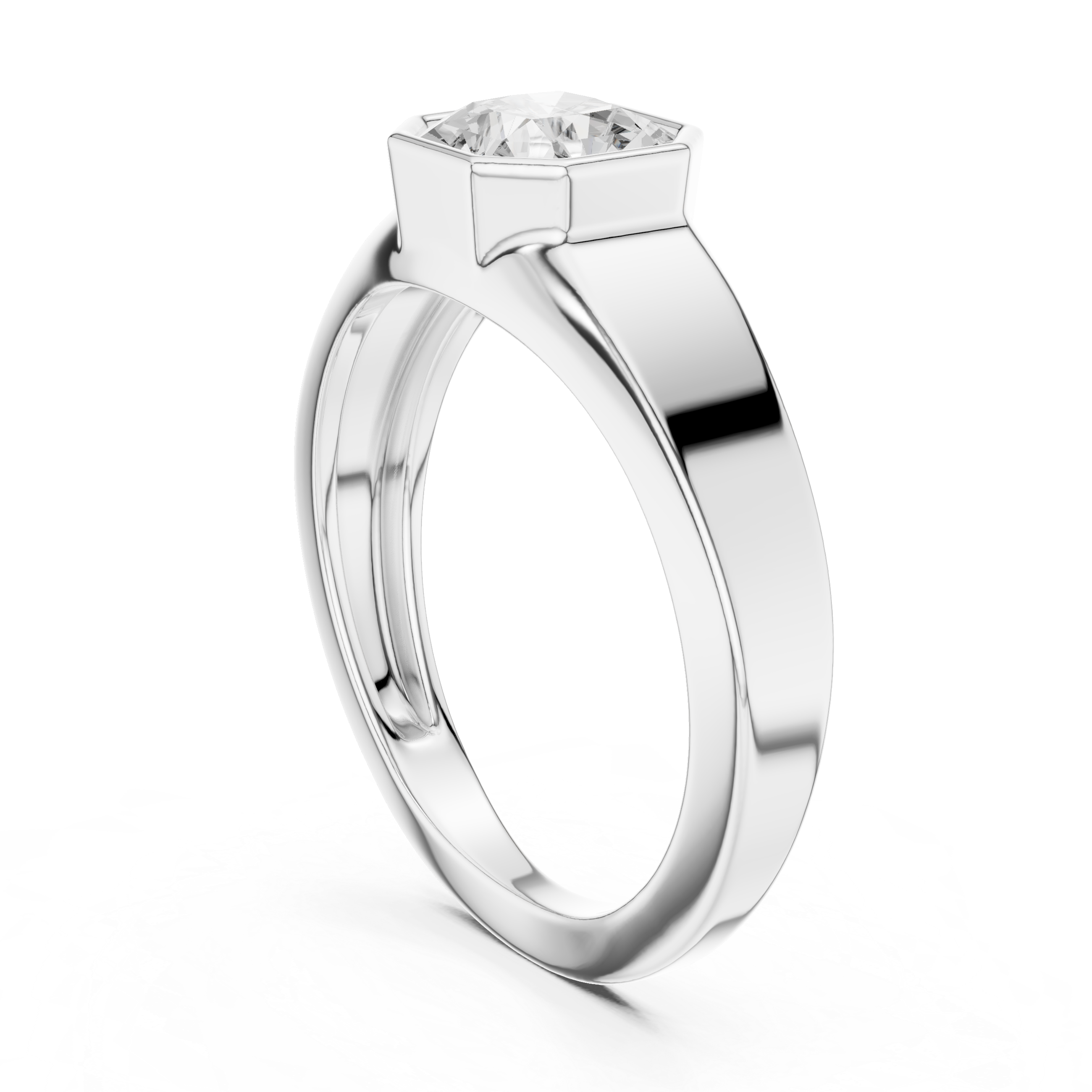 Minimal Men's Ring with Radiant Cut Center Stone