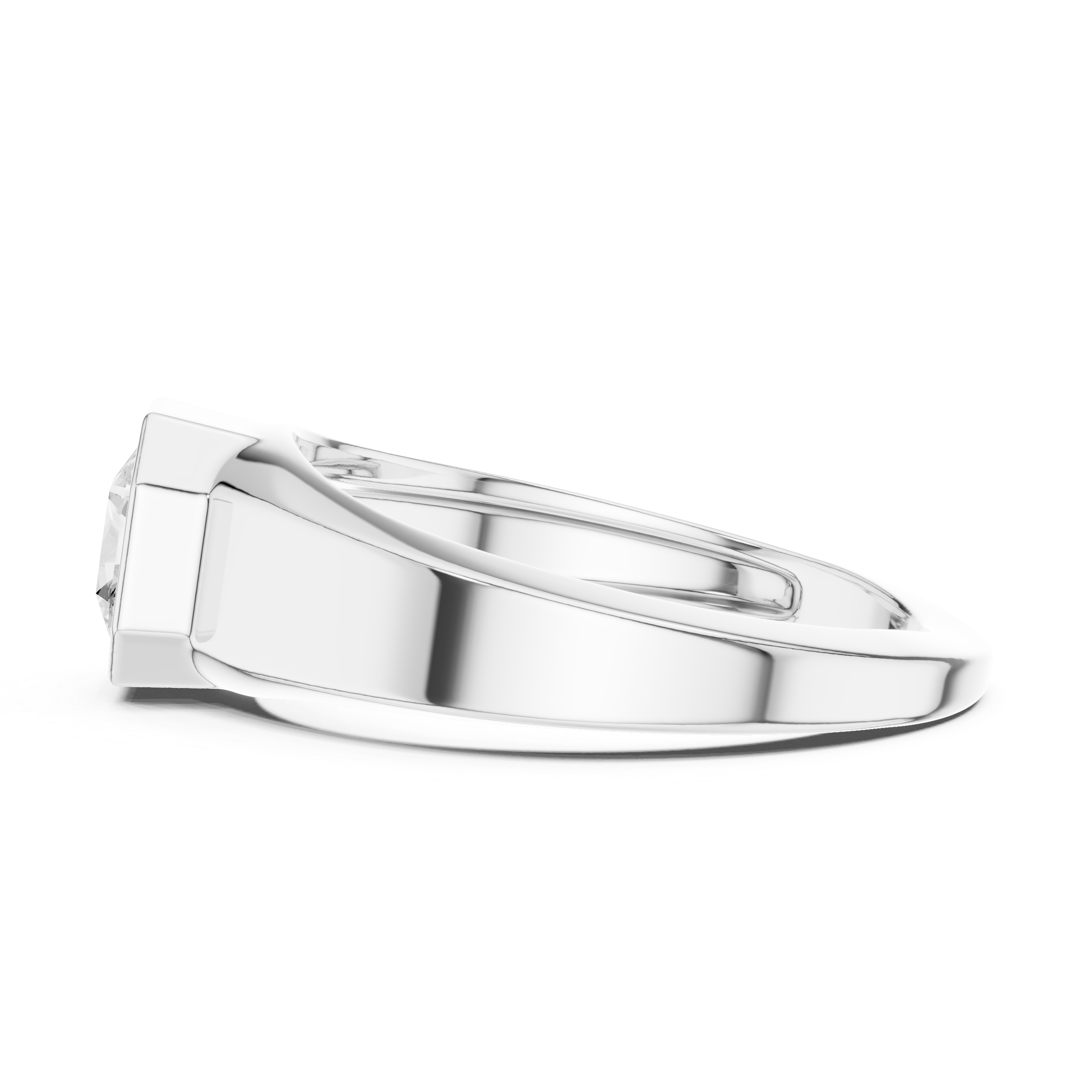 Minimal Men's Ring with Radiant Cut Center Stone