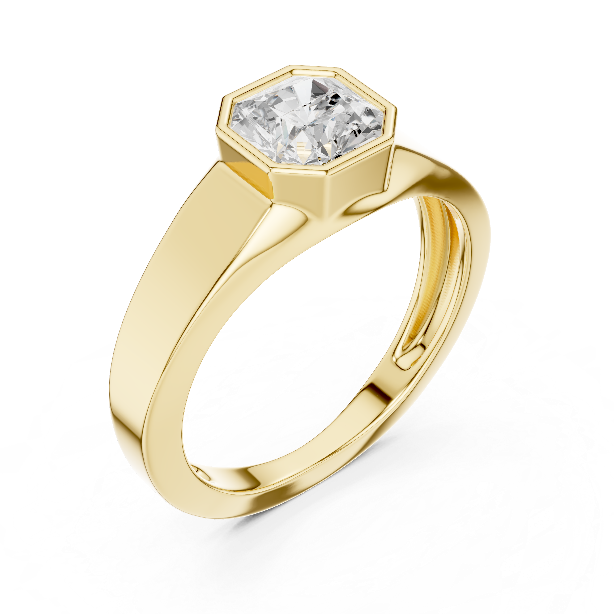 Minimal Men's Ring with Radiant Cut Center Stone