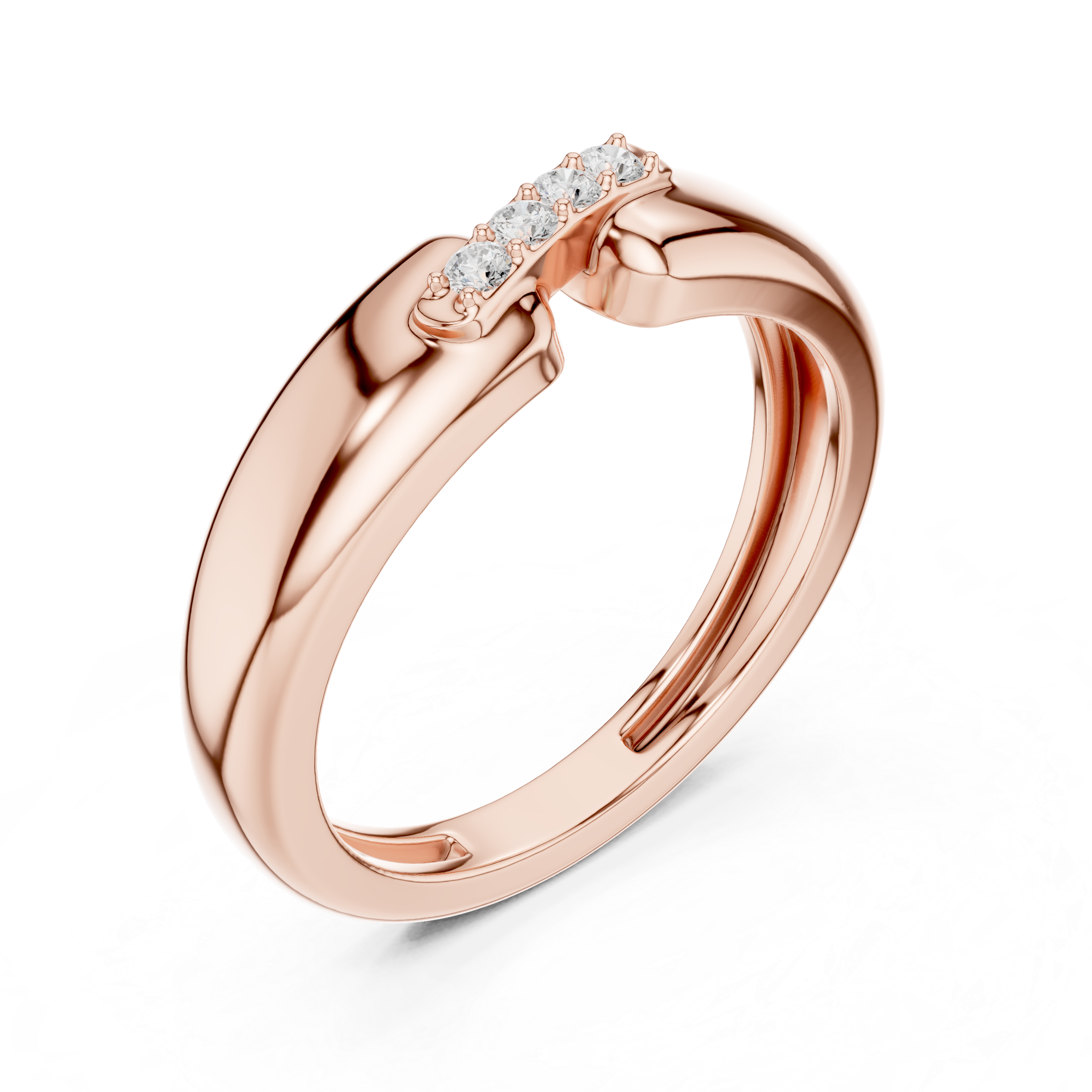 Modern Open Design Men's Ring with 4 Stones