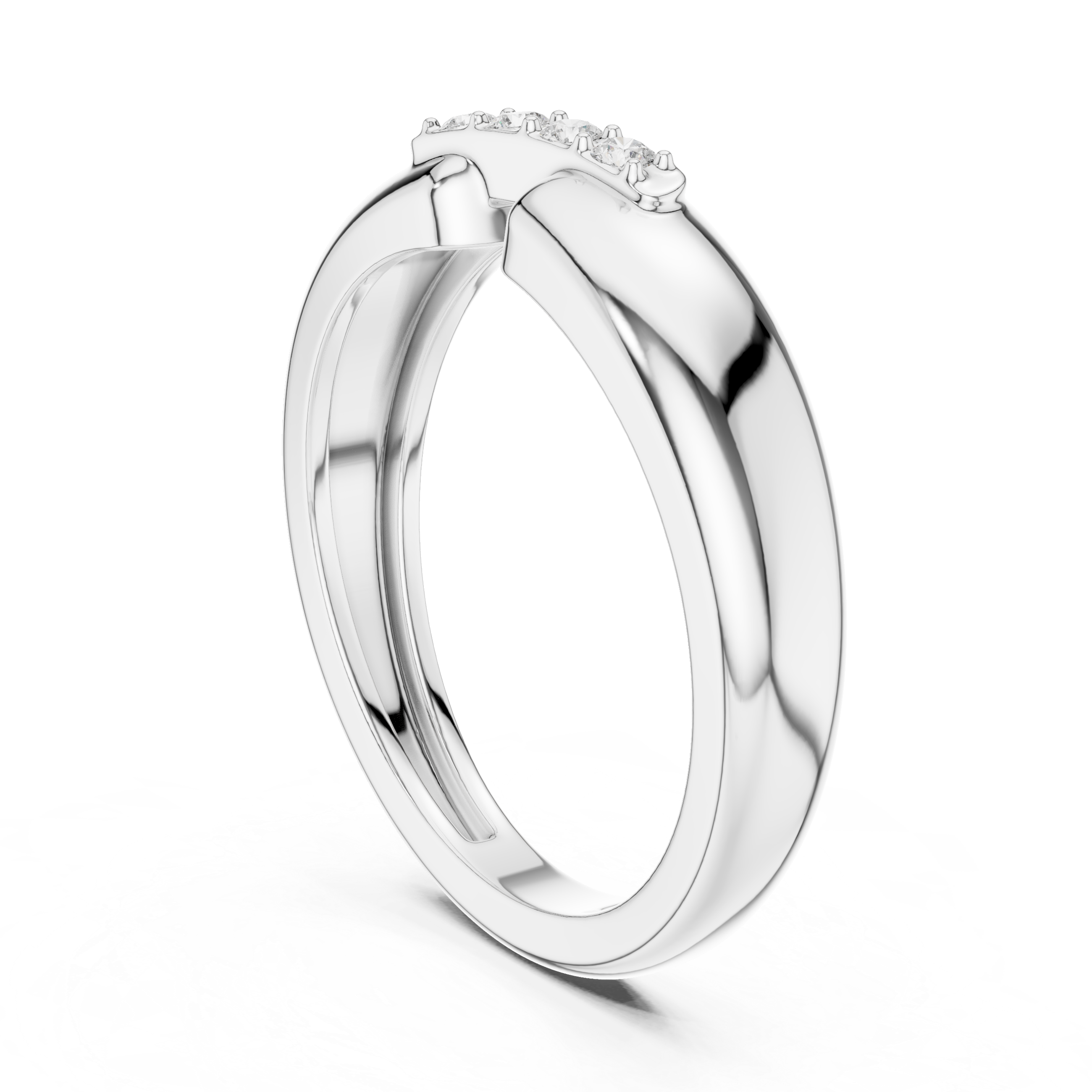 Modern Open Design Men's Ring with 4 Stones