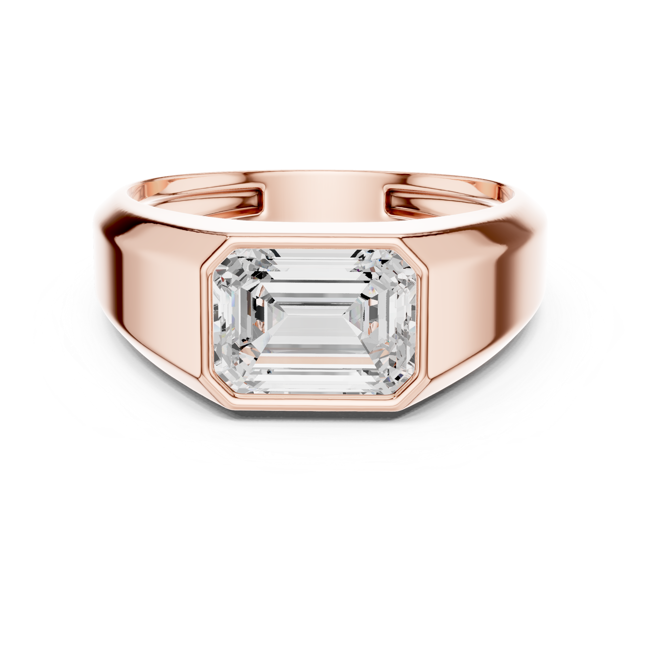 Emerald Cut Bezel Set Signet Ring