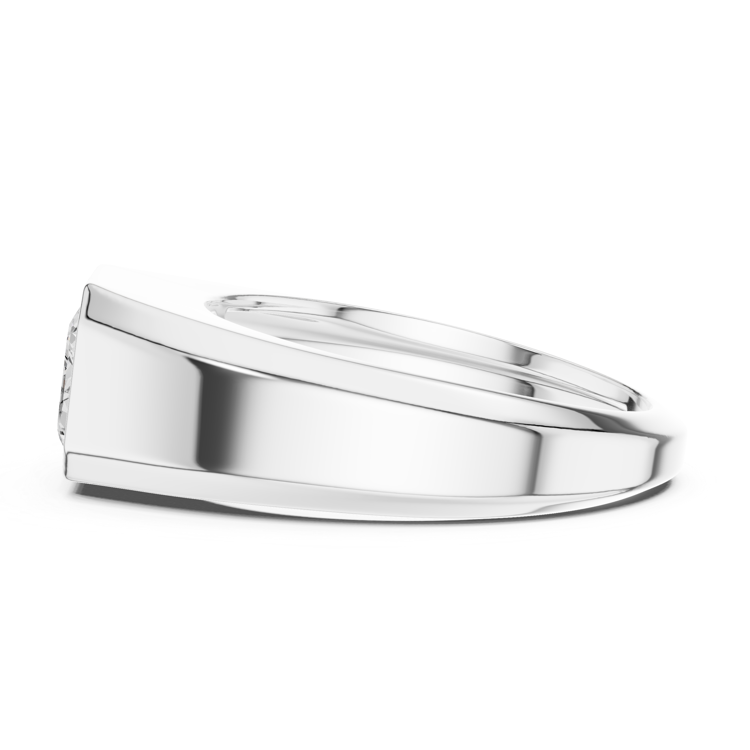 Emerald Cut Bezel Set Signet Ring