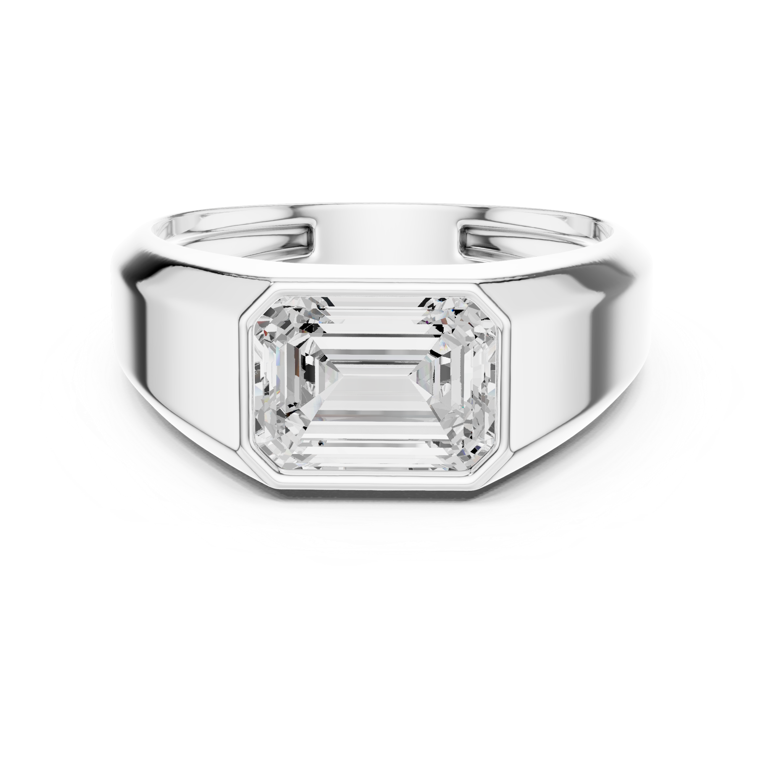 Emerald Cut Bezel Set Signet Ring