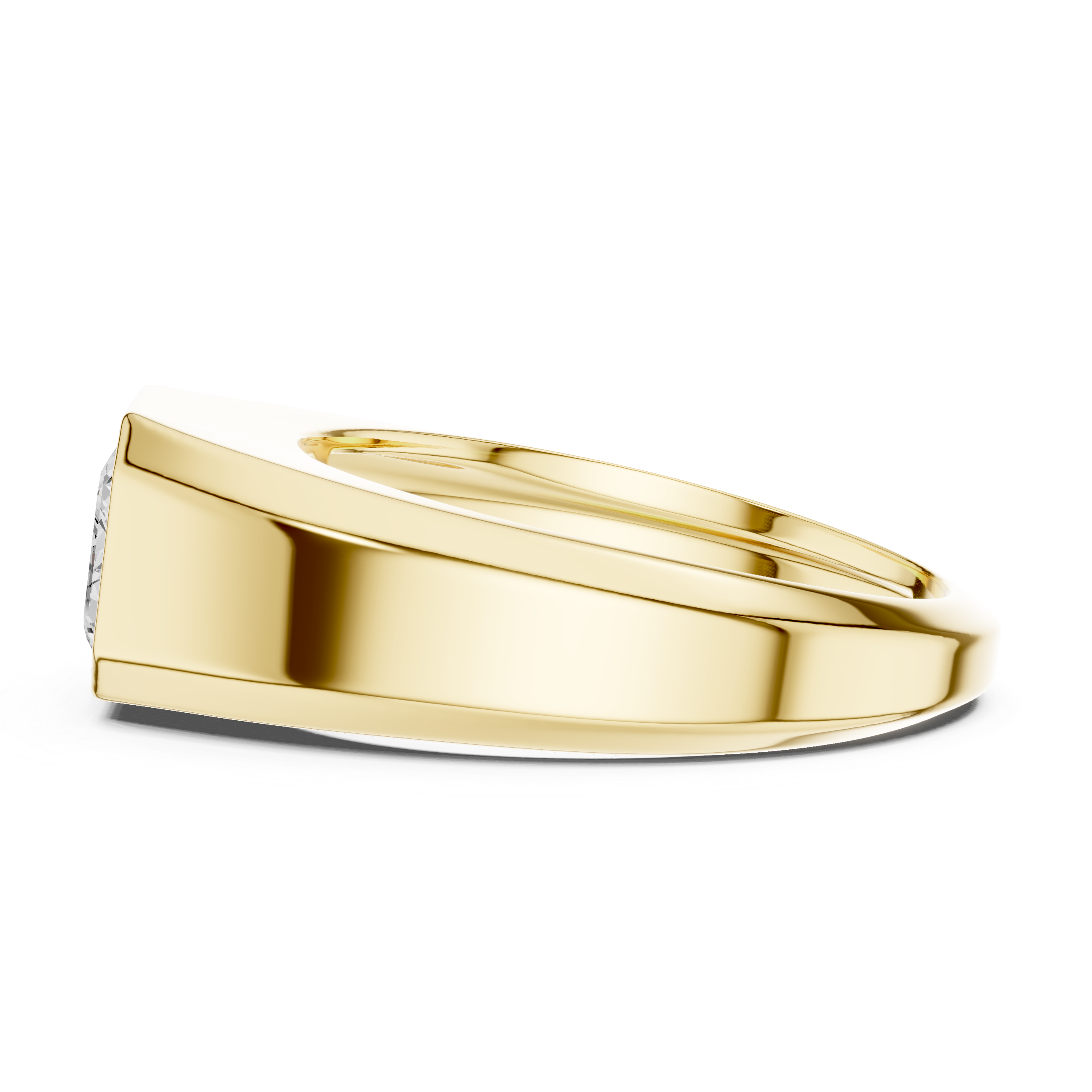 Emerald Cut Bezel Set Signet Ring