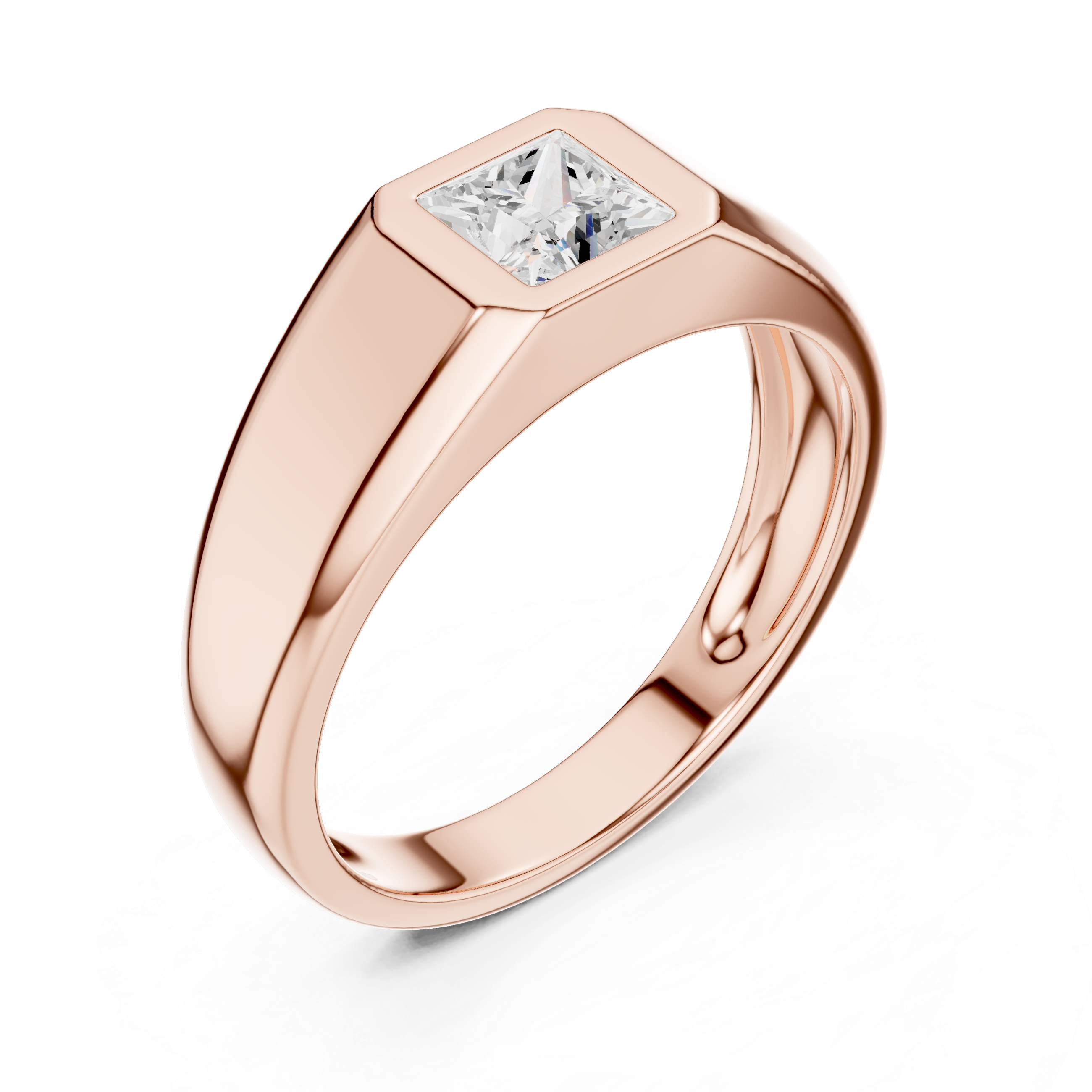 Princess Cut Bezel Set Signet Ring
