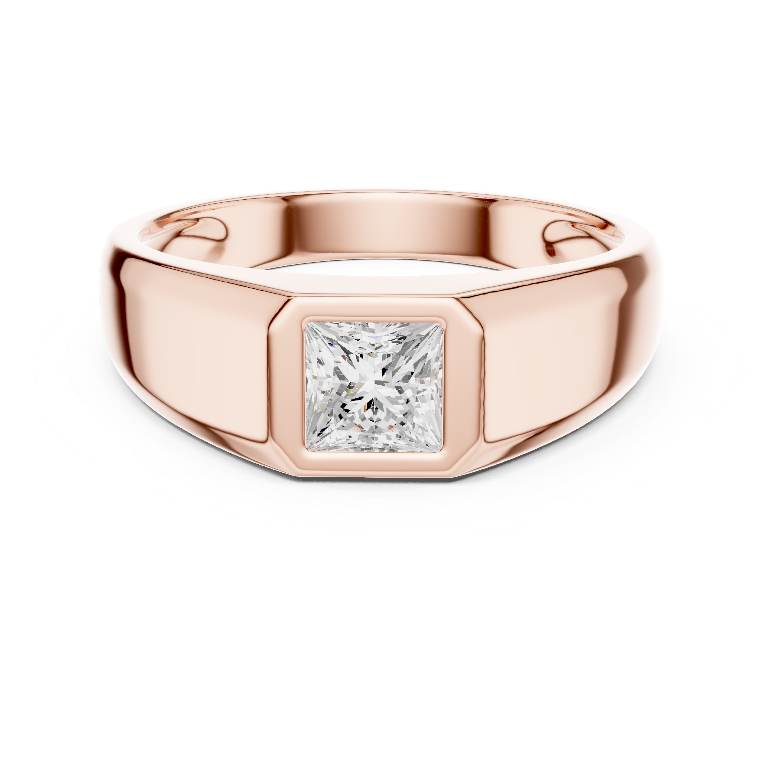 Princess Cut Bezel Set Signet Ring