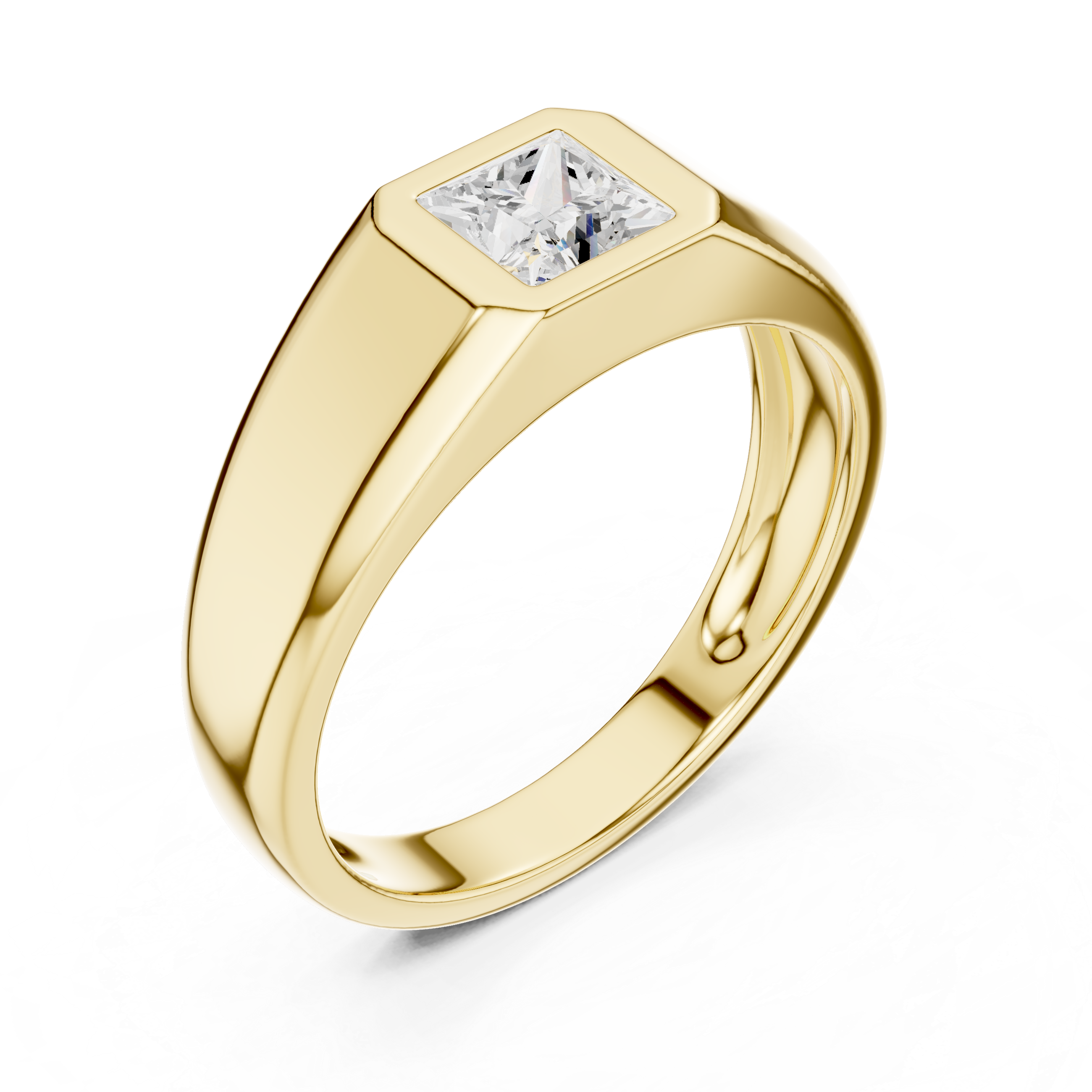 Princess Cut Bezel Set Signet Ring