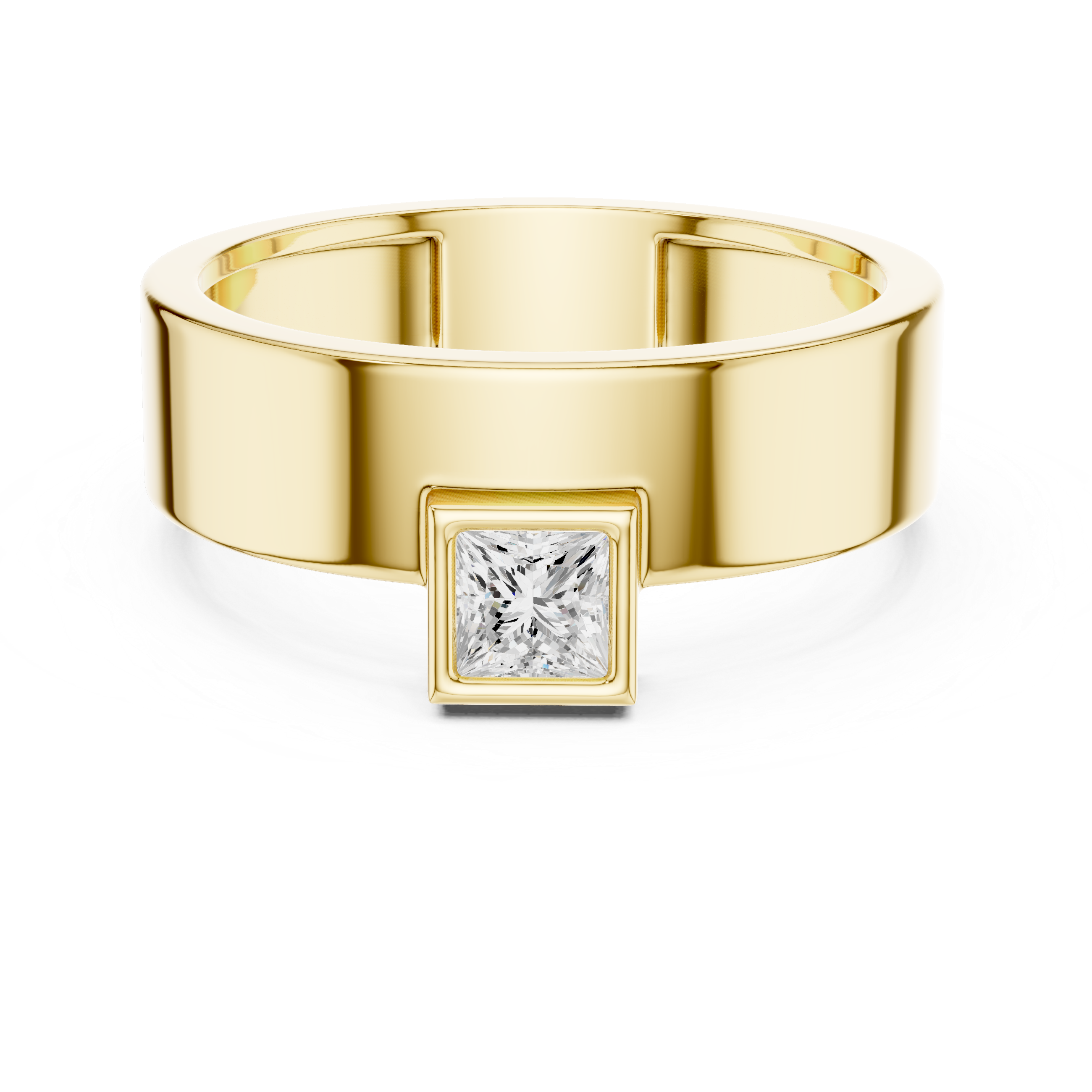 Men’s Princess Cut Bezel Set Diamond Ring in Gold