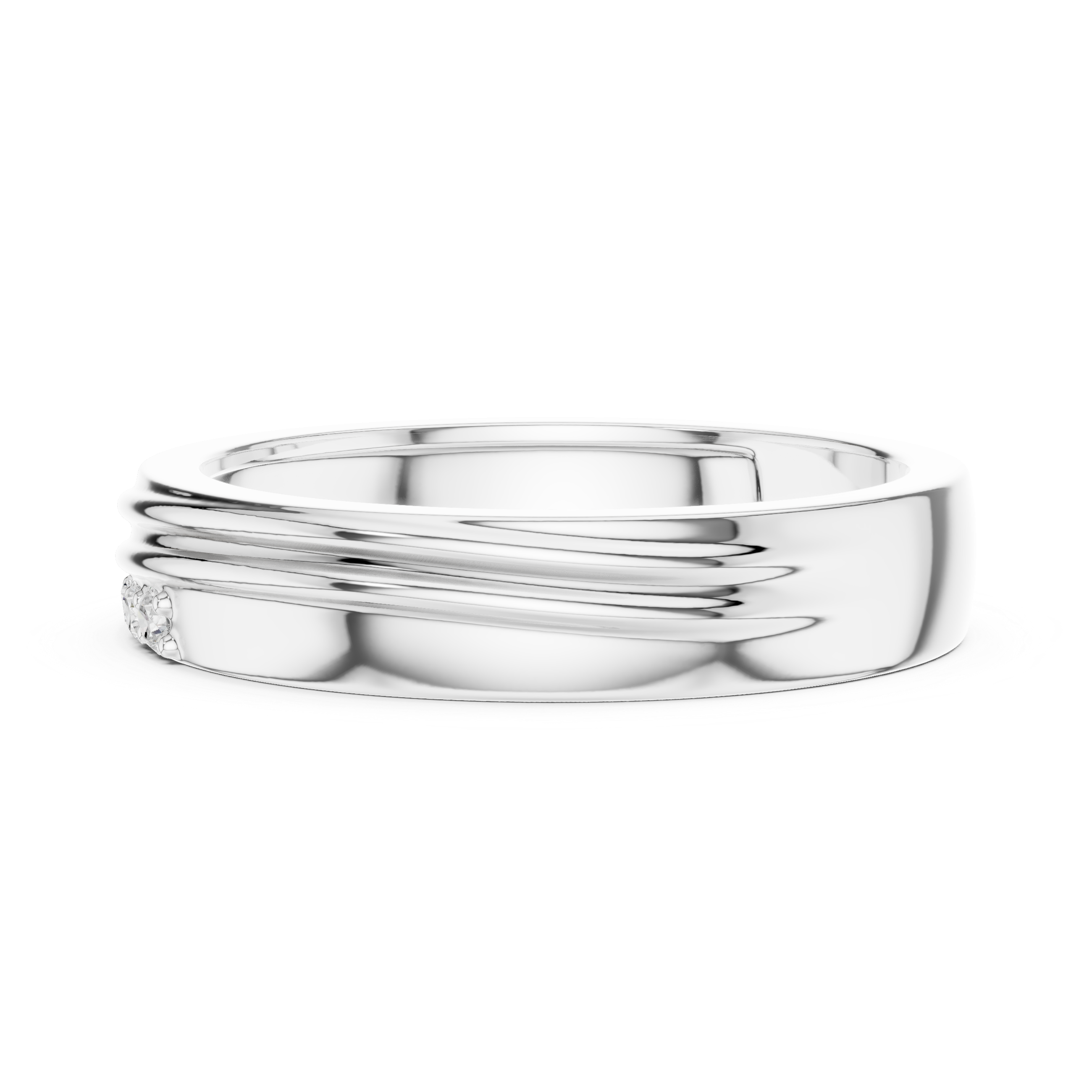 Triple Stone Accent Men's Ring with Grooved Band