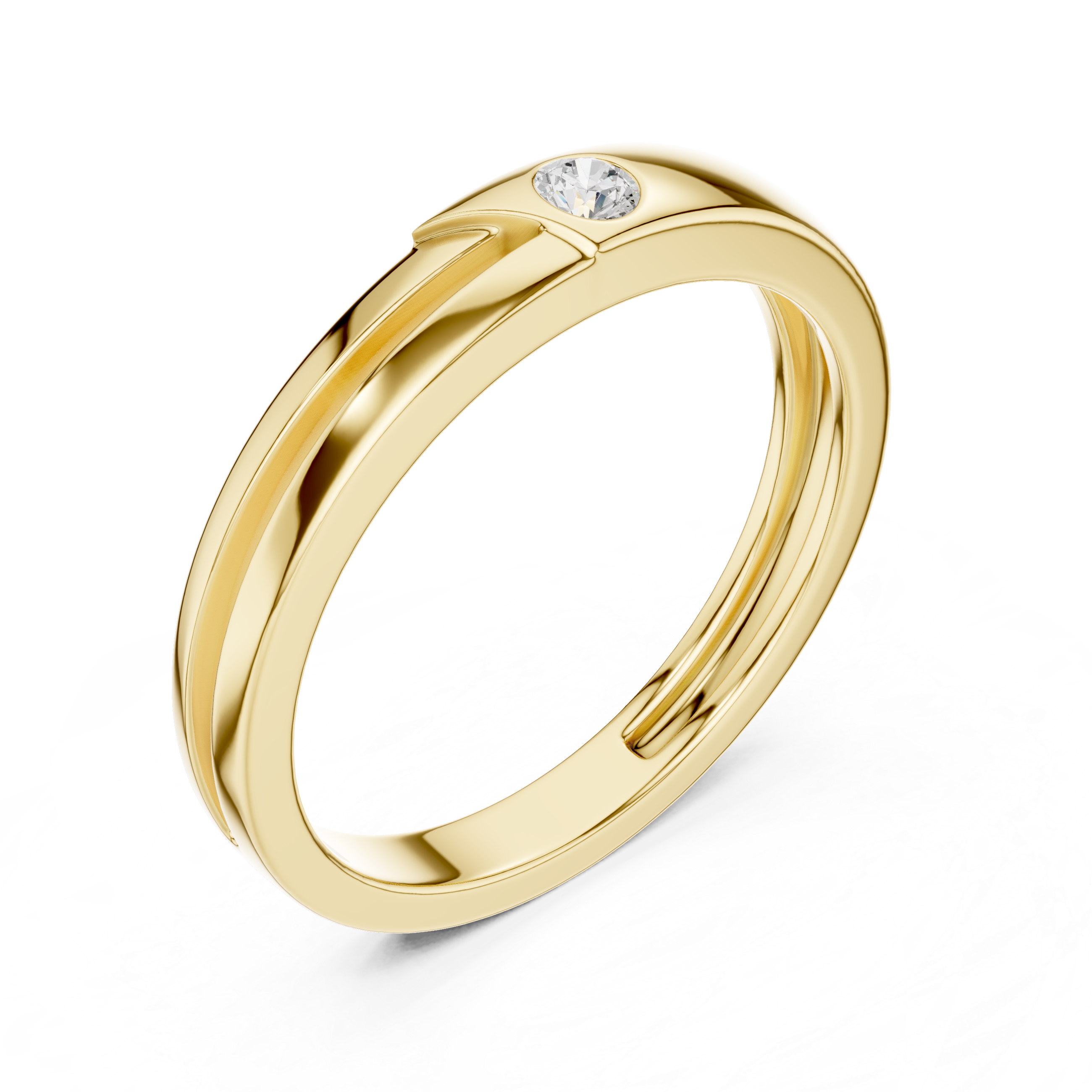 Minimal Bezel Set Diamond Men's Ring