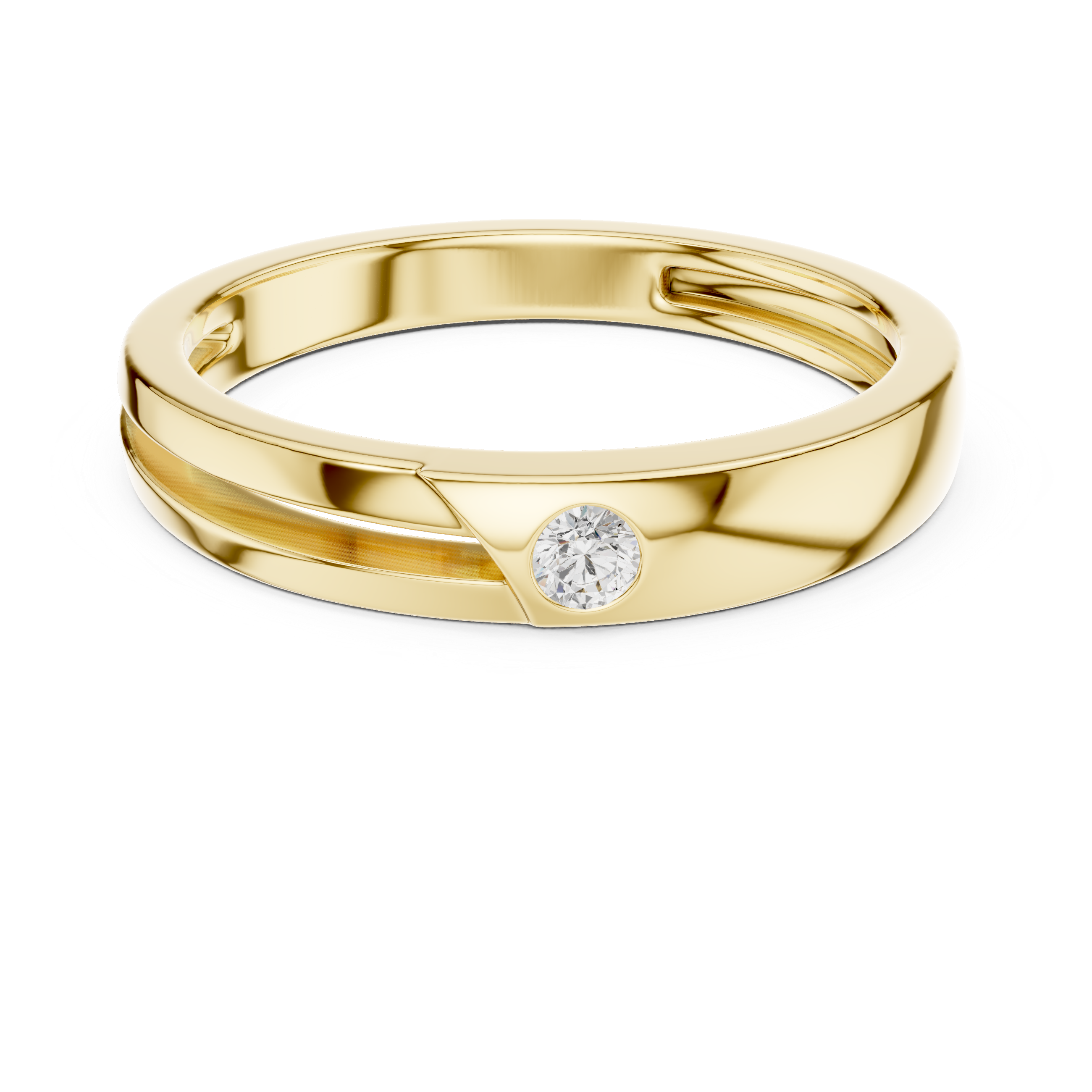 Minimal Bezel Set Diamond Men's Ring