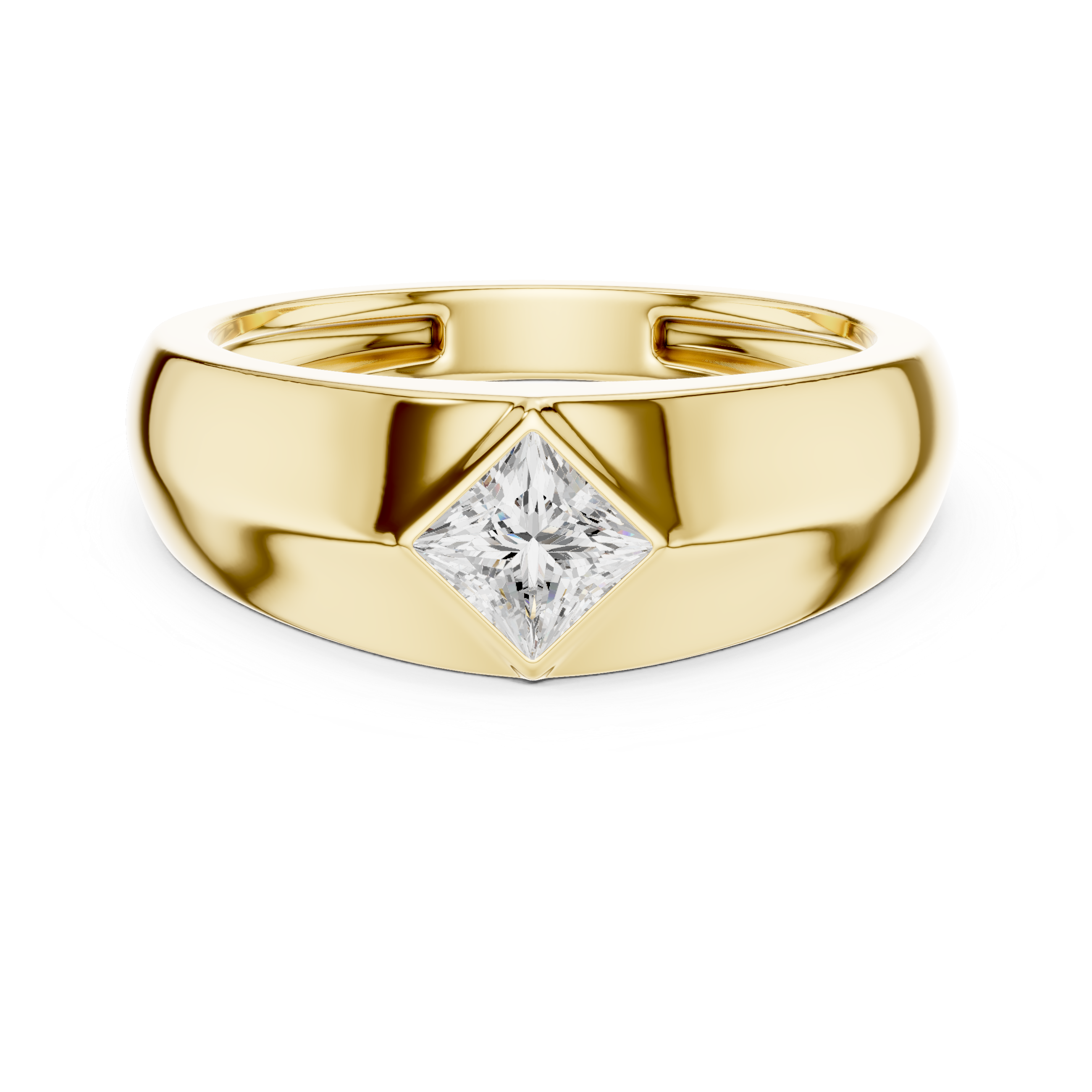 Modern Men's Ring with Princess Cut Center Stone