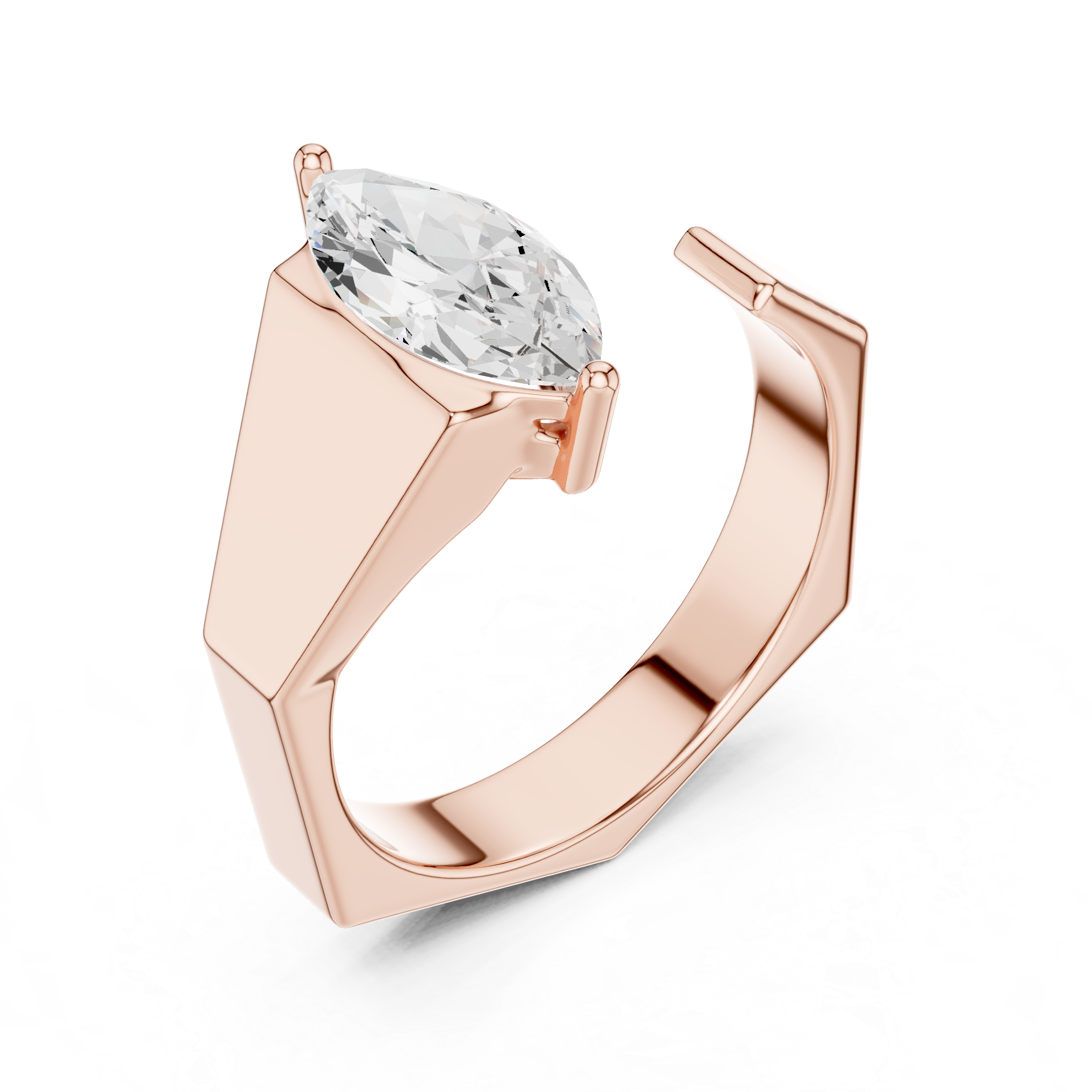 Marquise Solitaire Open Band Ring