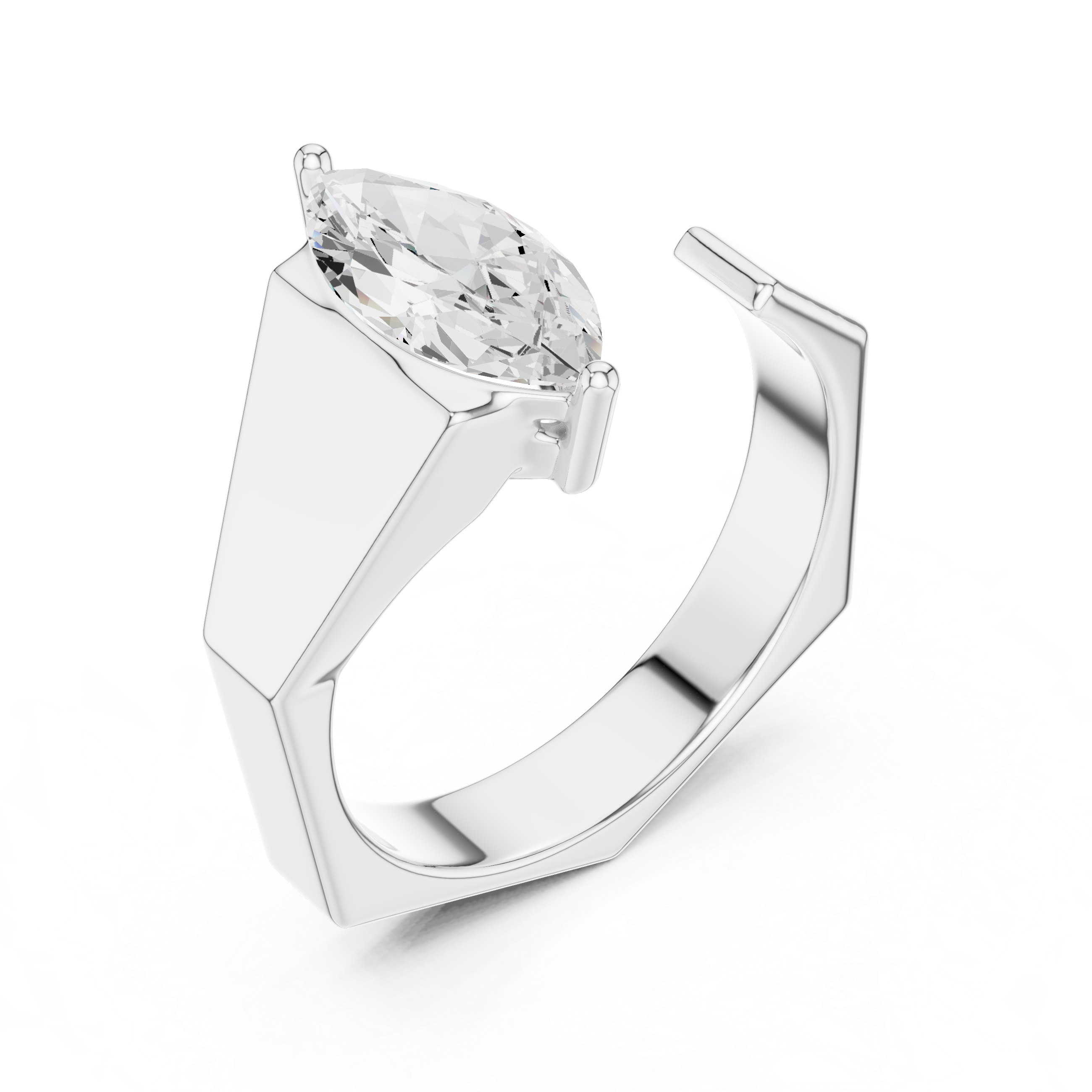 Marquise Solitaire Open Band Ring