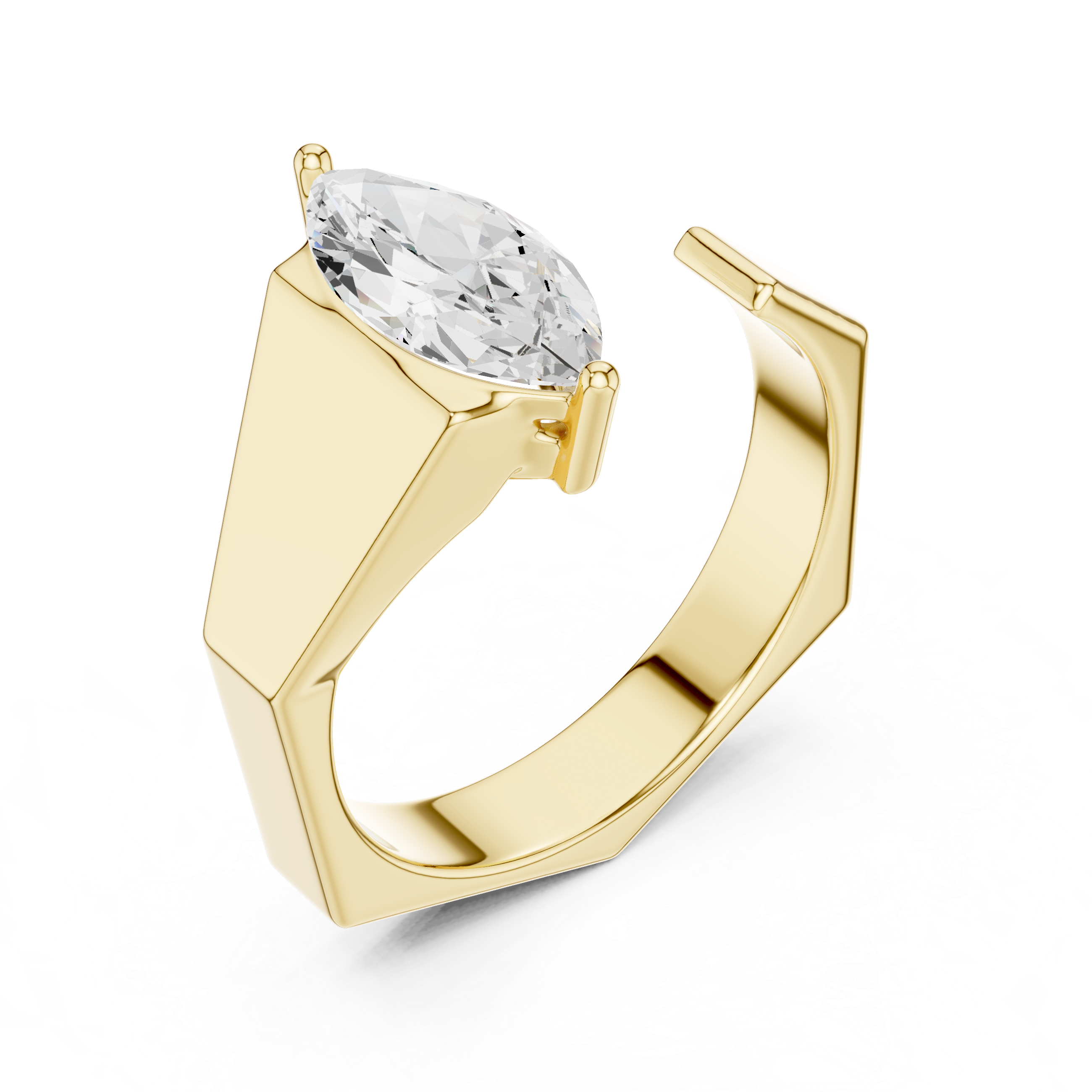 Marquise Solitaire Open Band Ring