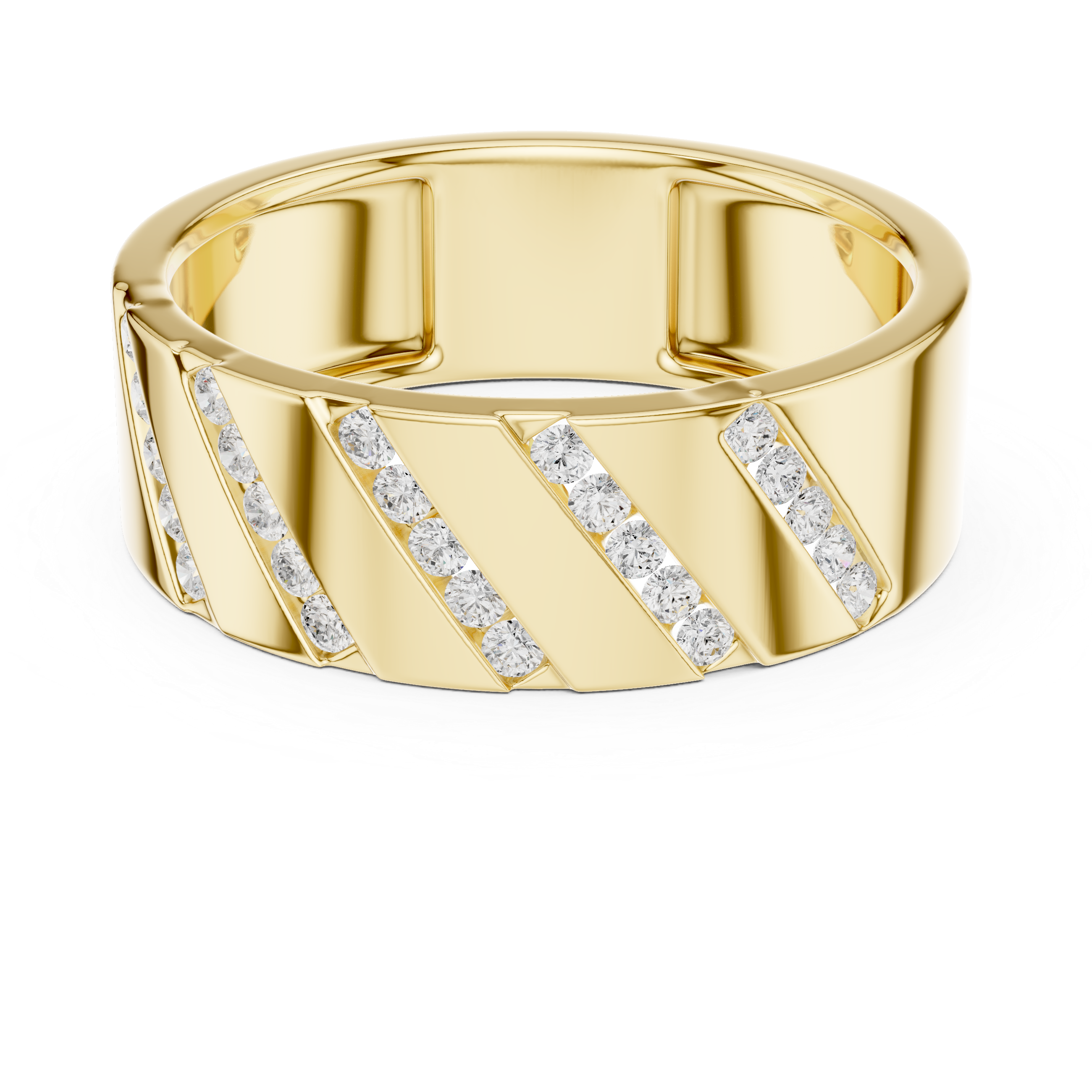 Diagonal Channel Diamond Band Ring
