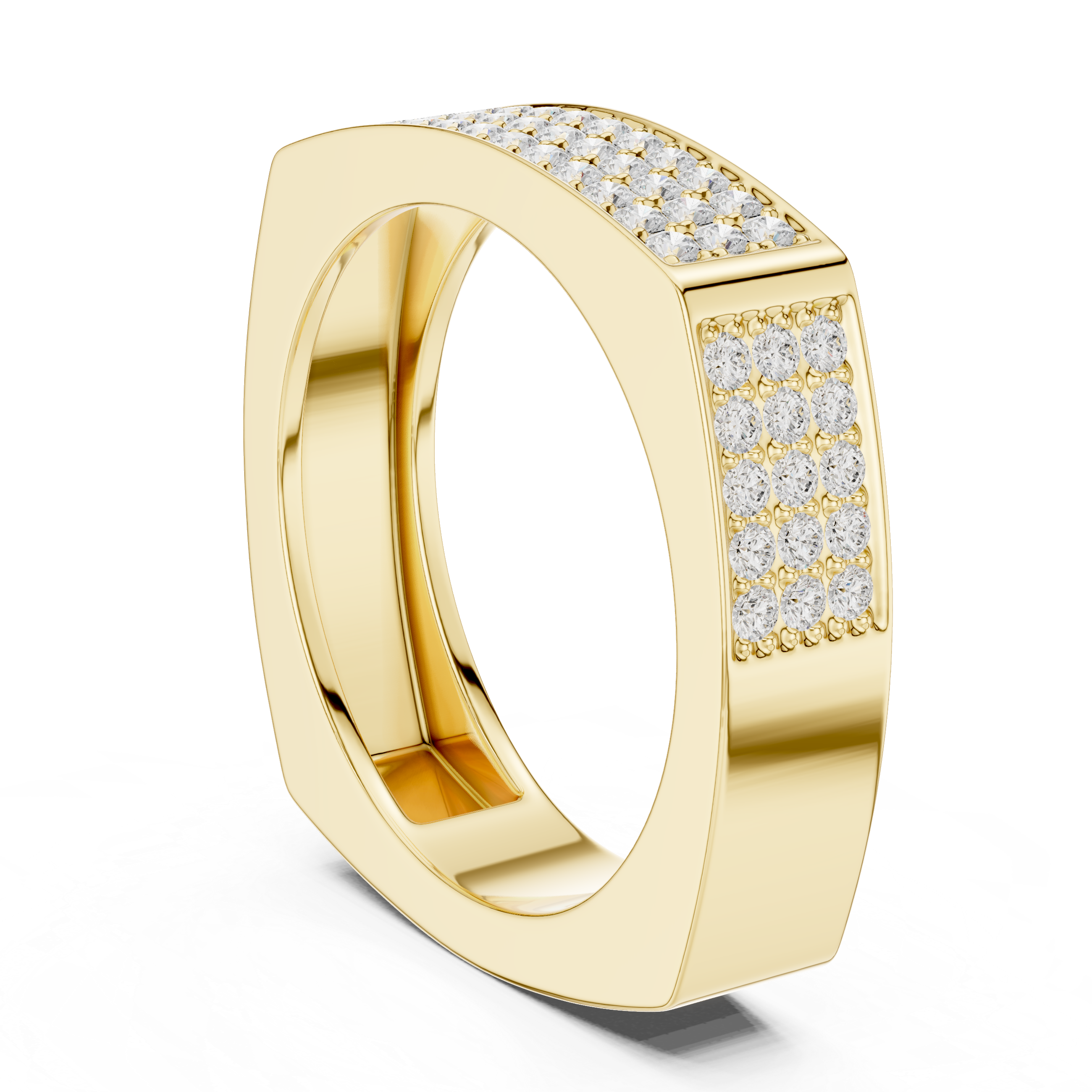 Pavé Diamond Rectangular Signet Ring