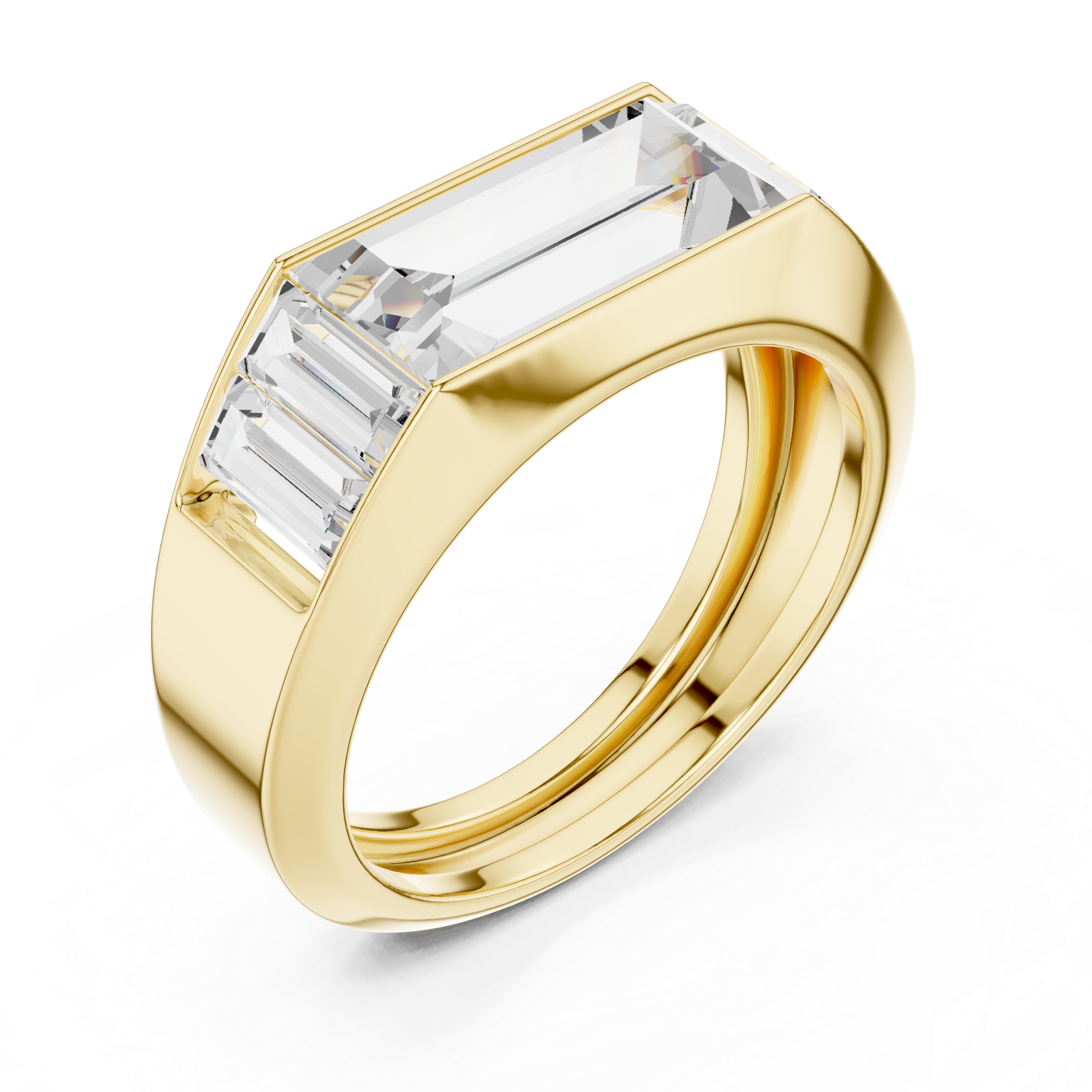 Baguette Cut Channel Set Statement Ring