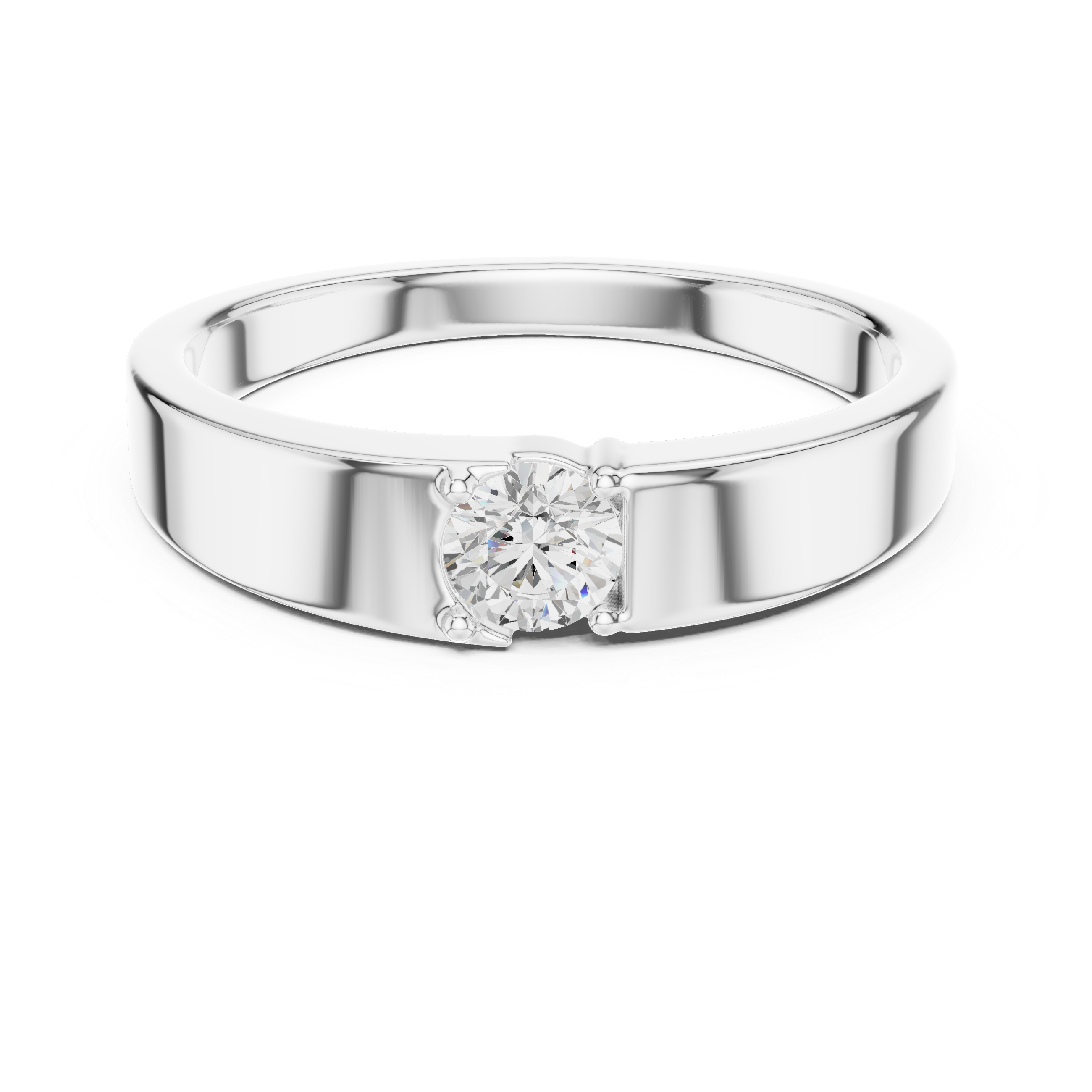 Minimal Solitaire Men’s Ring with Round Center Stone