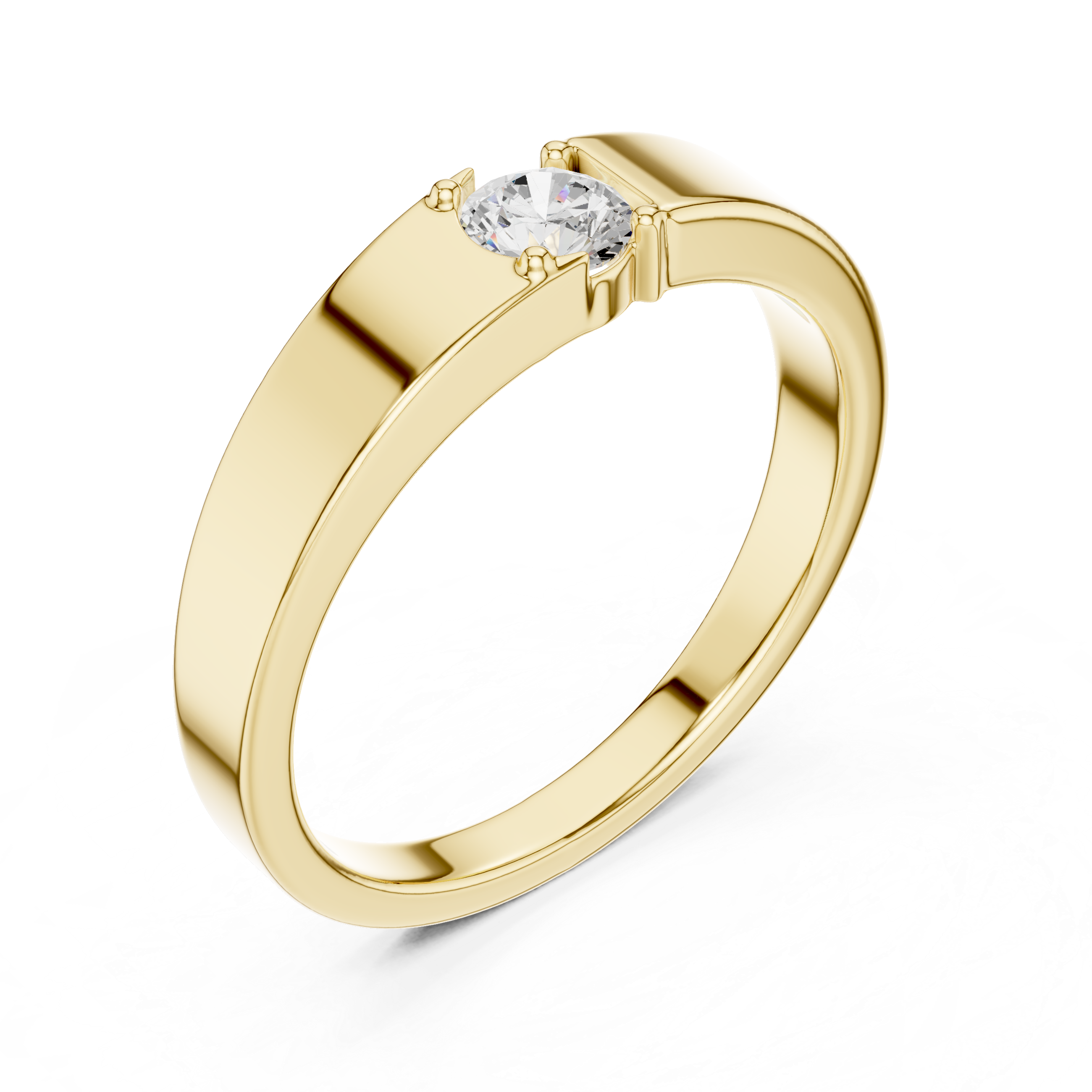 Minimal Solitaire Men’s Ring with Round Center Stone