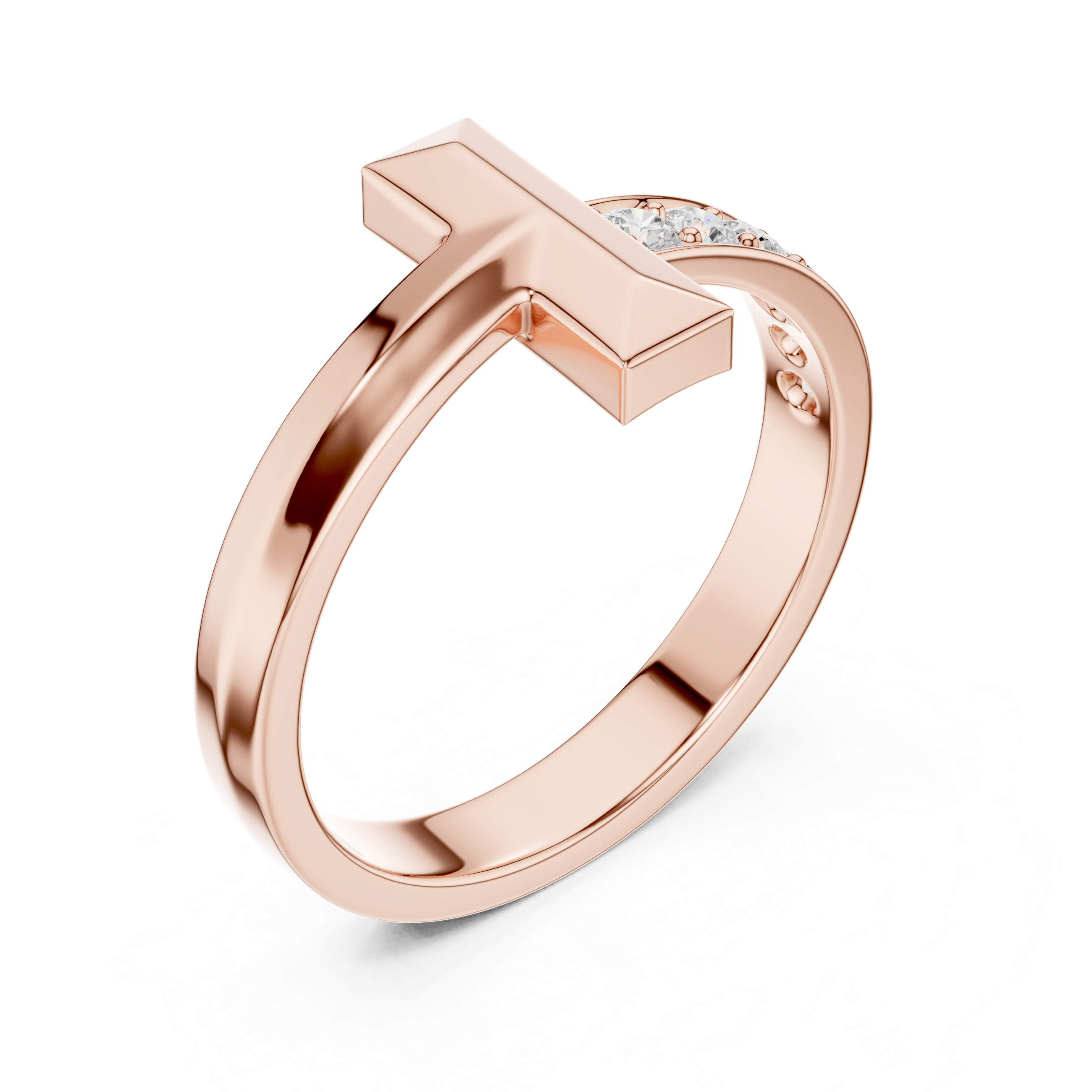 Men’s Cross Bar Diamond Accent Ring in Gold