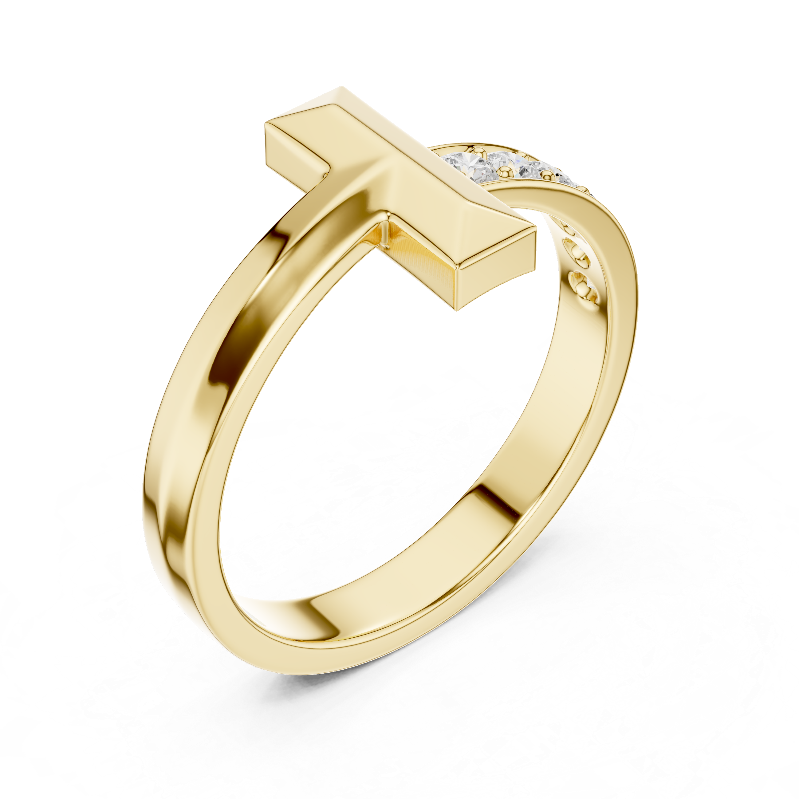 Men’s Cross Bar Diamond Accent Ring in Gold