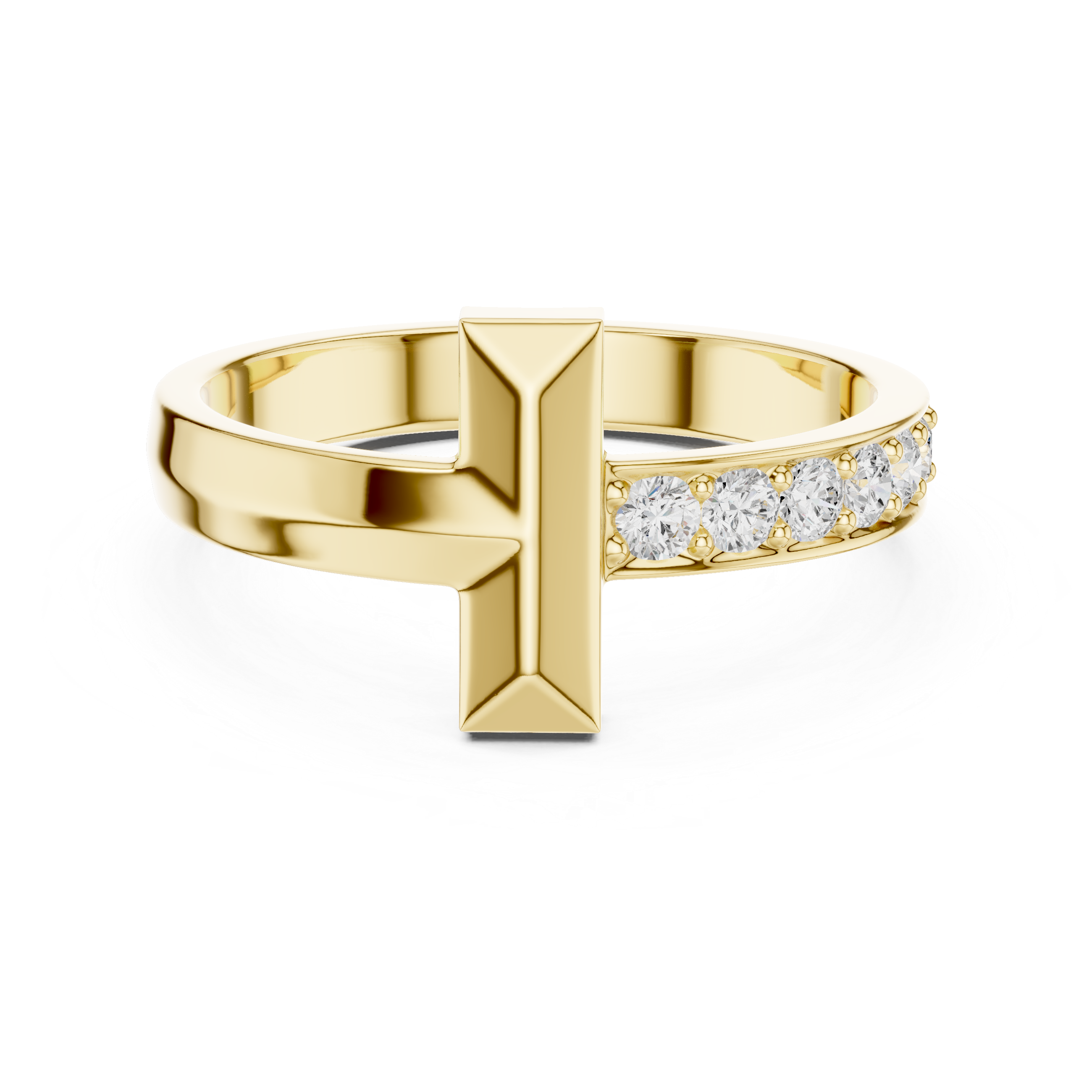 Men’s Cross Bar Diamond Accent Ring in Gold