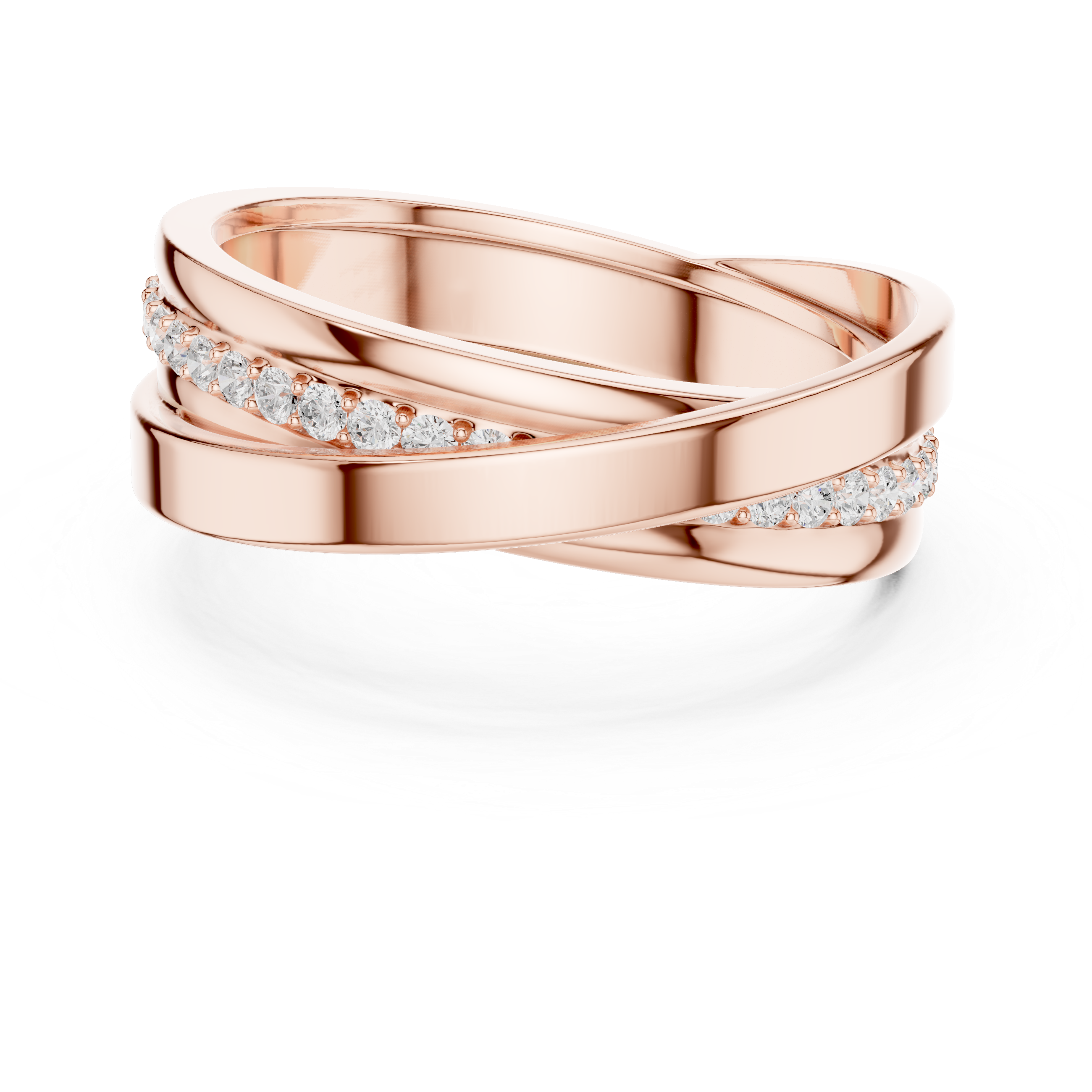 Cross-Over Pavé Diamond Band Ring