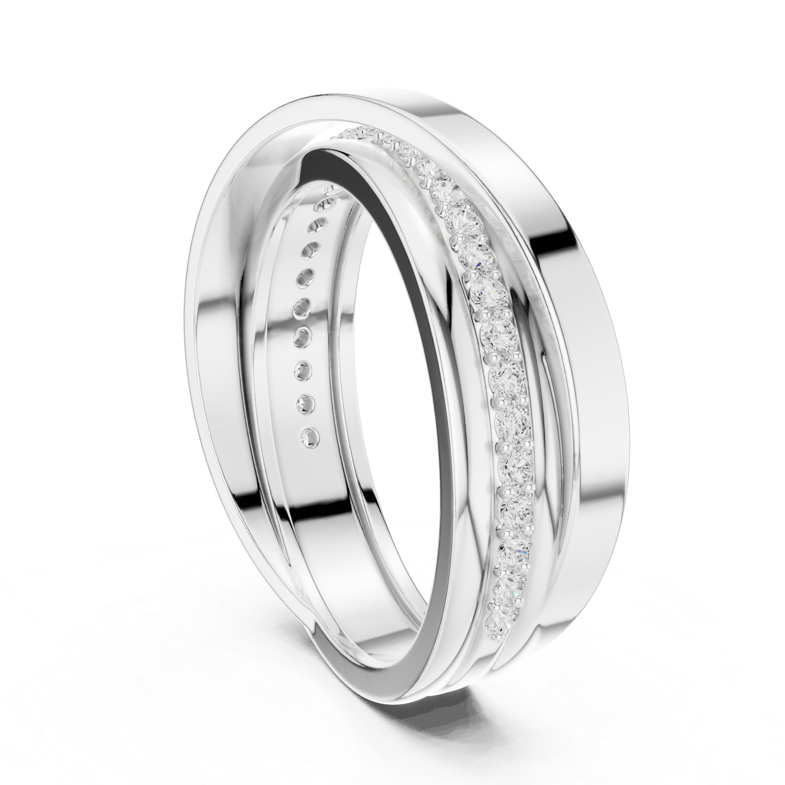 Cross-Over Pavé Diamond Band Ring