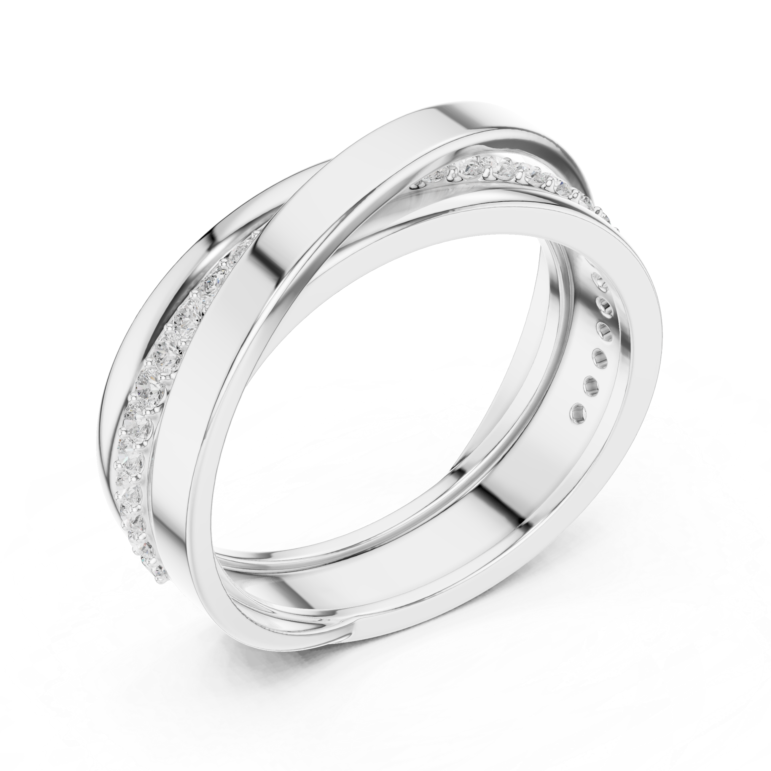 Cross-Over Pavé Diamond Band Ring