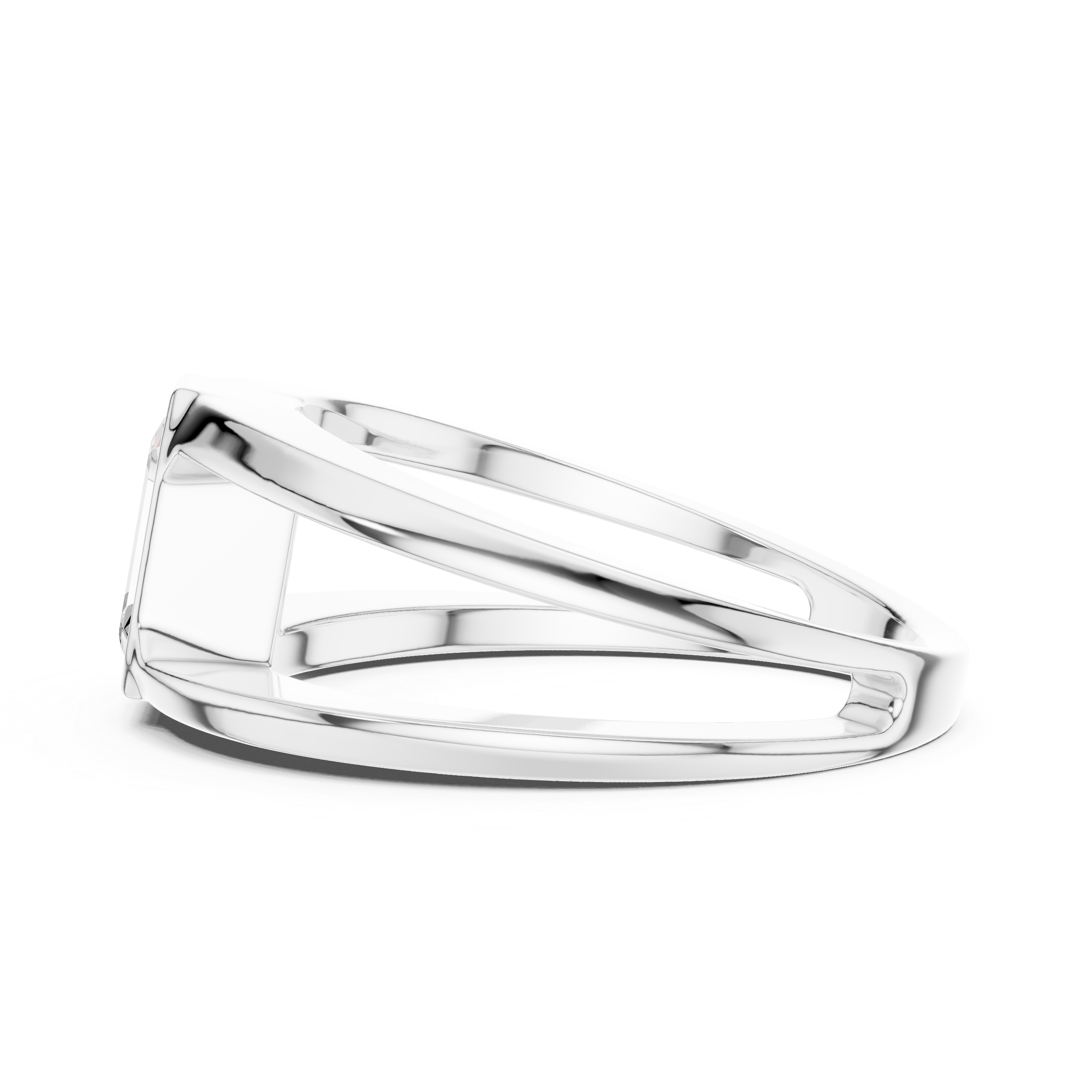 Emerald Cut Bezel Set Open Band Ring