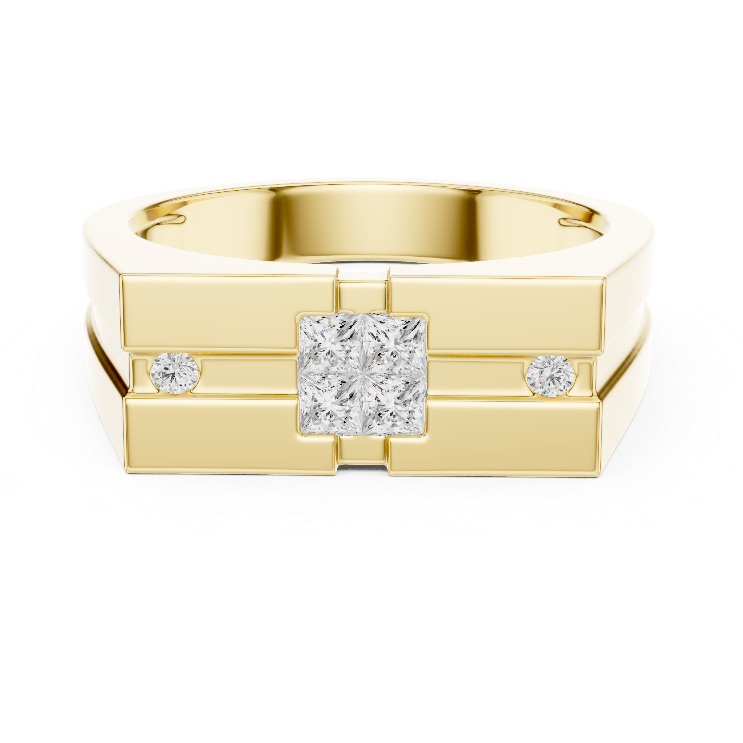 Princess Cut Stone Men's Ring – Geometric Modern Design