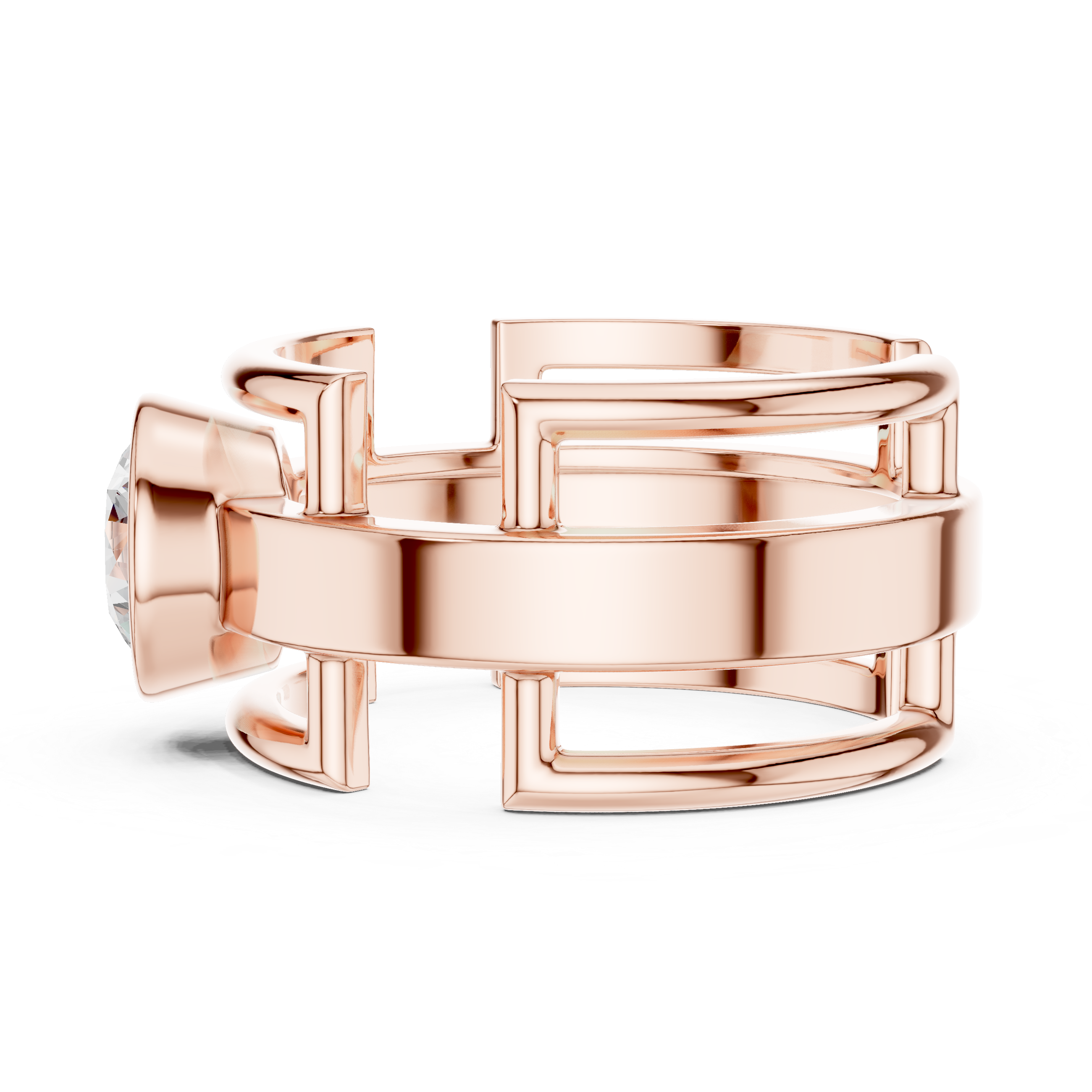 Men’s Open Structure Bezel Set Diamond Ring in Gold