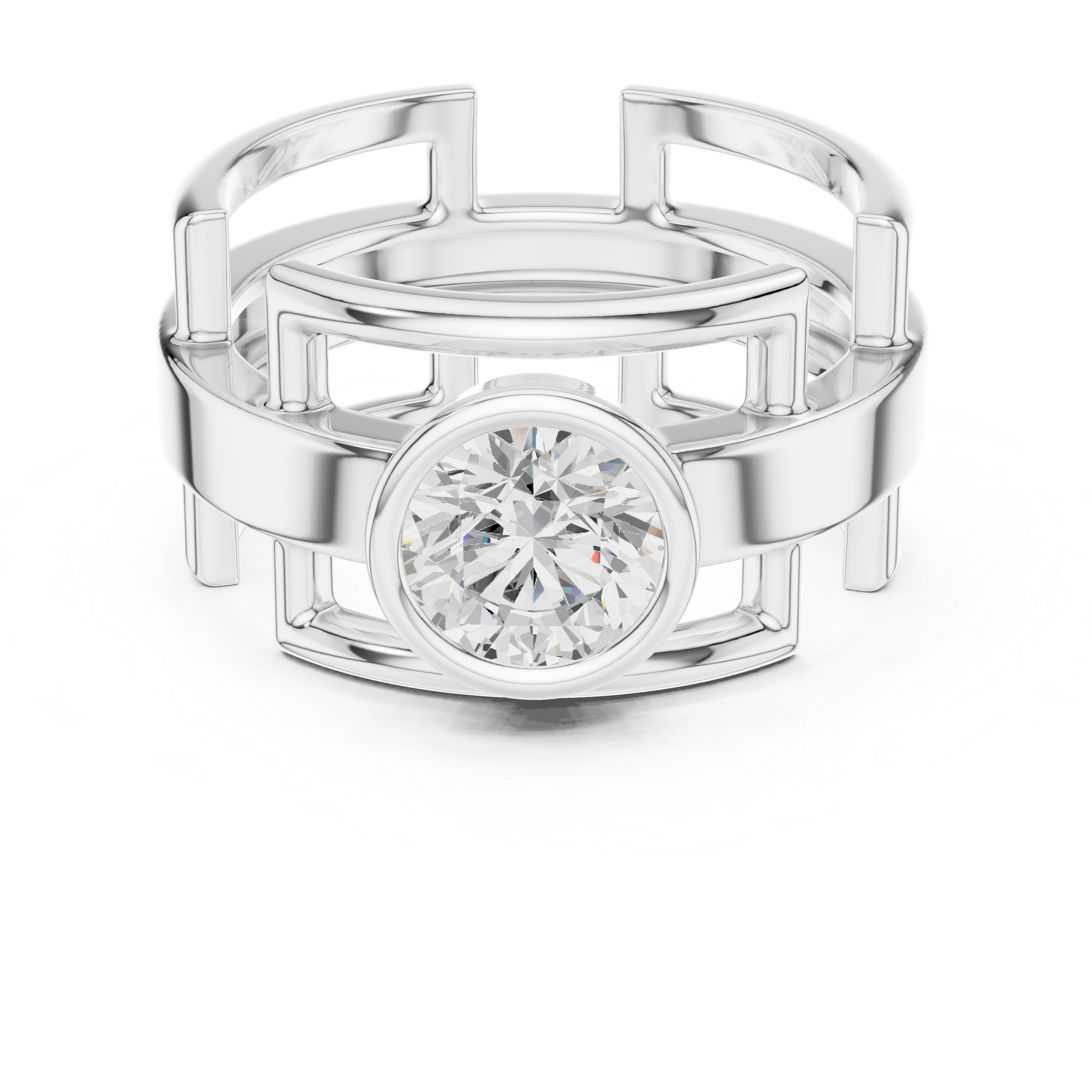 Men’s Open Structure Bezel Set Diamond Ring in Gold