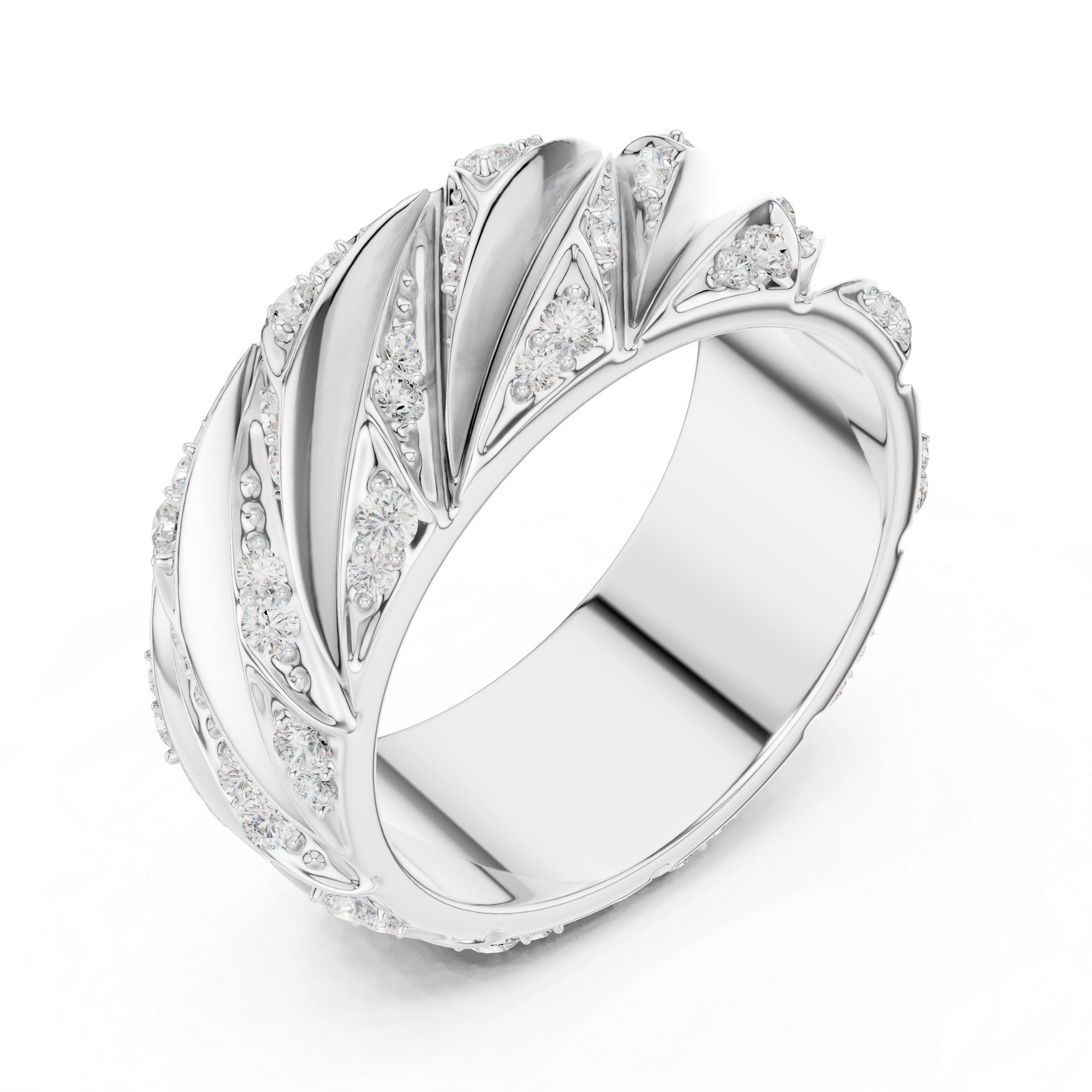 Men’s Sculpted Diamond Pattern Band Ring in Gold