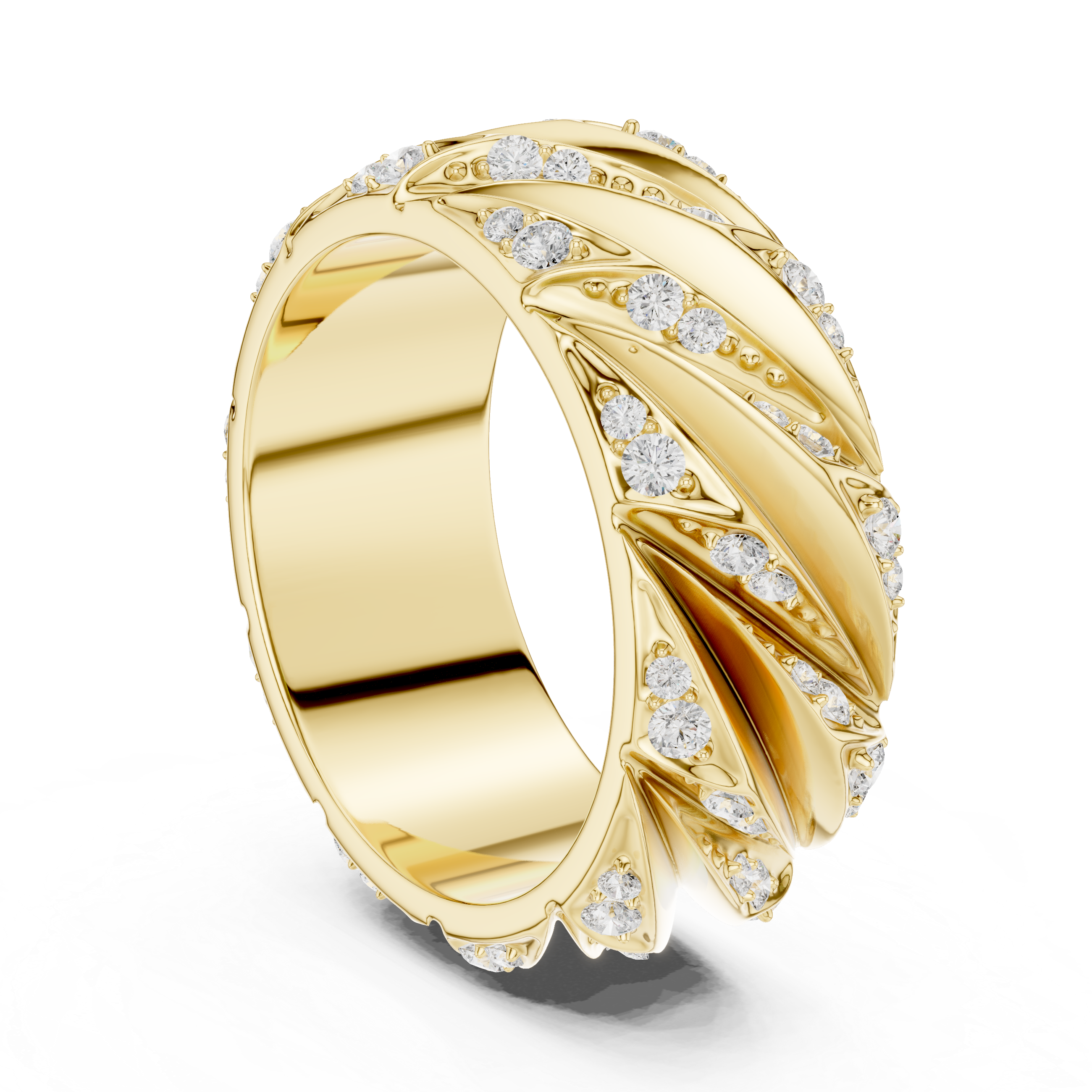 Men’s Sculpted Diamond Pattern Band Ring in Gold