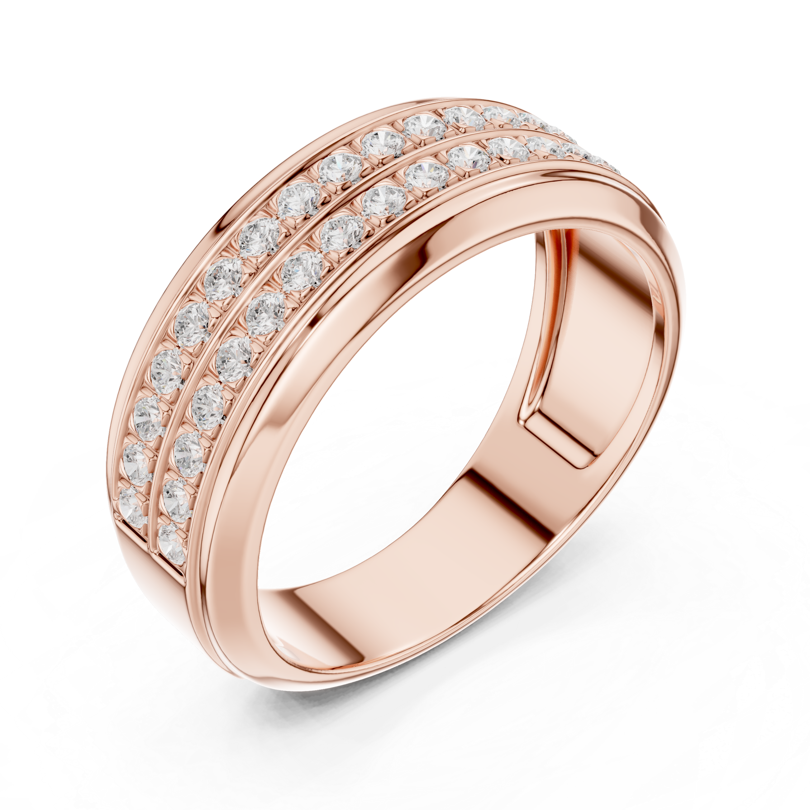 Men’s Triple Row Diamond Band Ring in Gold