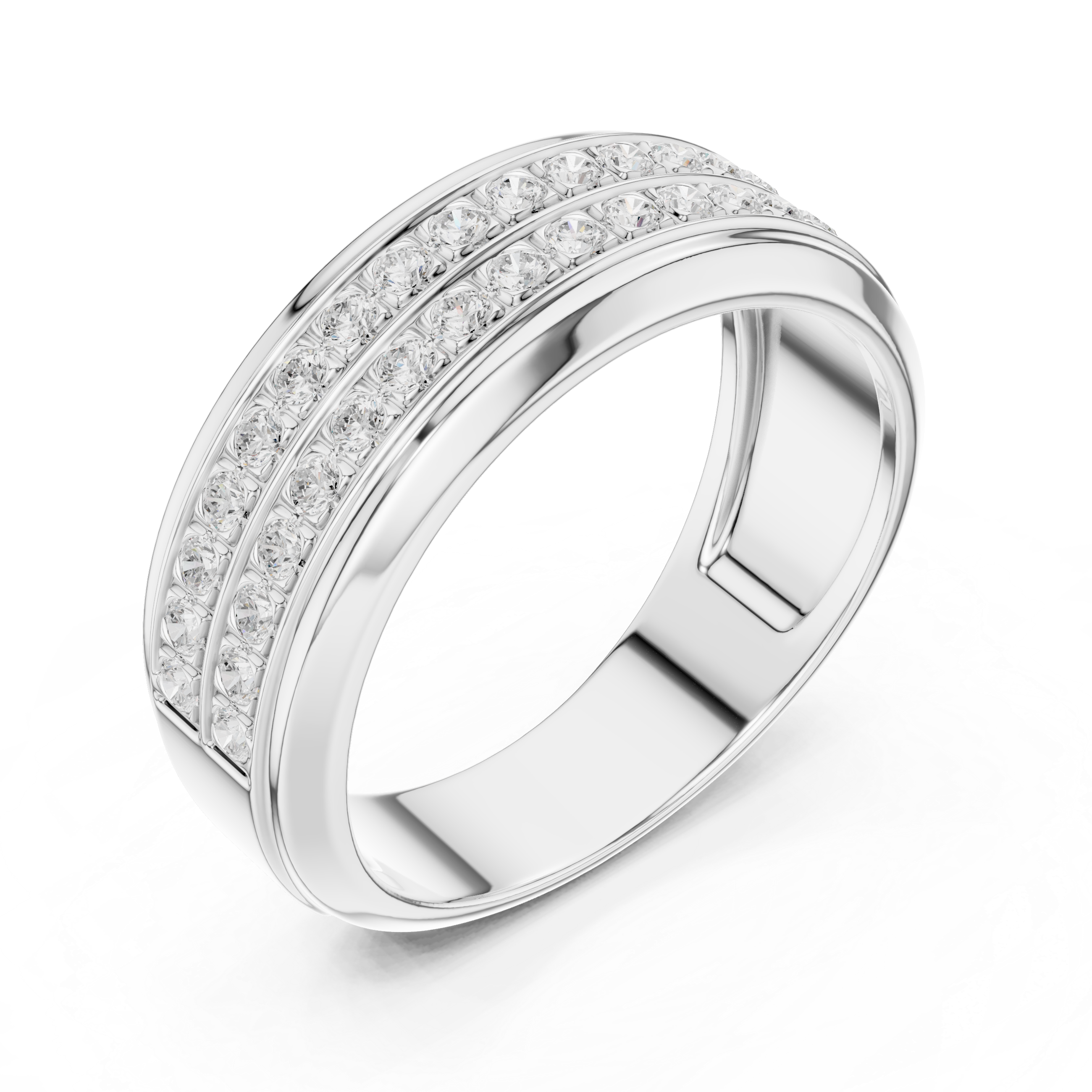 Men’s Triple Row Diamond Band Ring in Gold