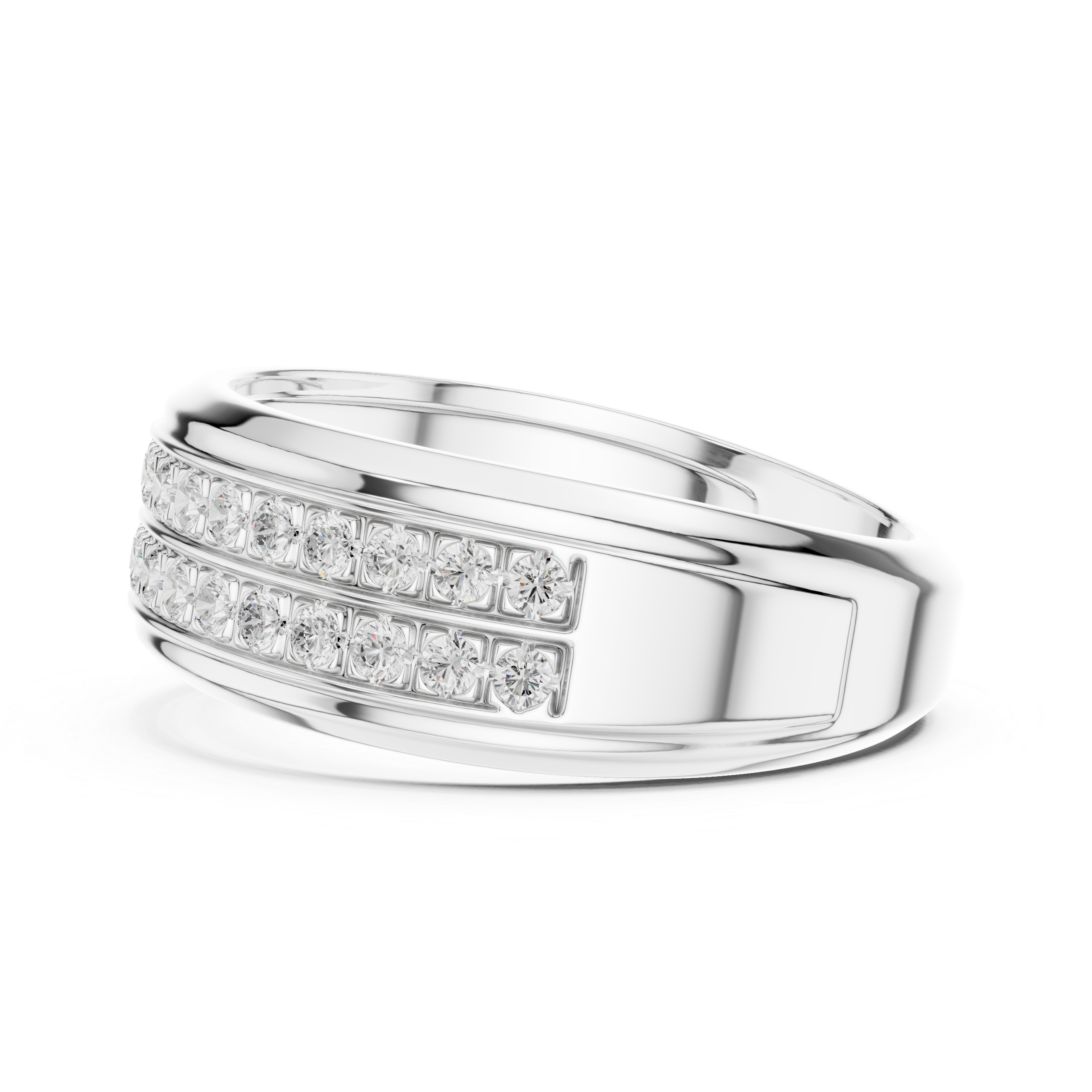 Men’s Triple Row Diamond Band Ring in Gold
