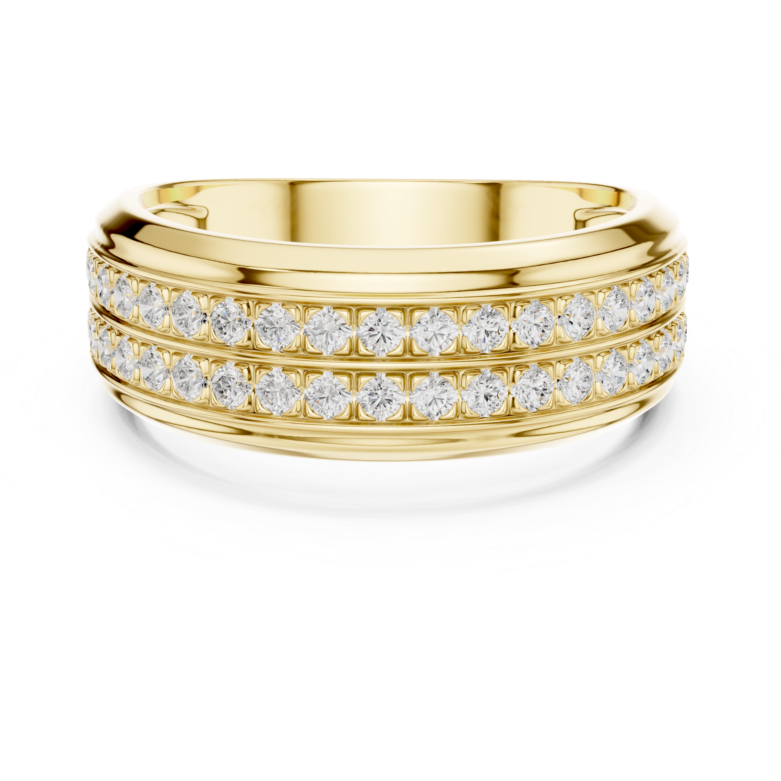 Men’s Triple Row Diamond Band Ring in Gold